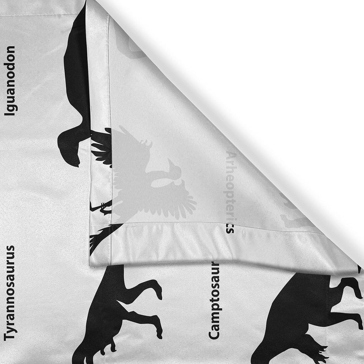 Ambesonne Dinosaur Kitchen Curtains, Evolution of Wildlife, 55"x39", Black White