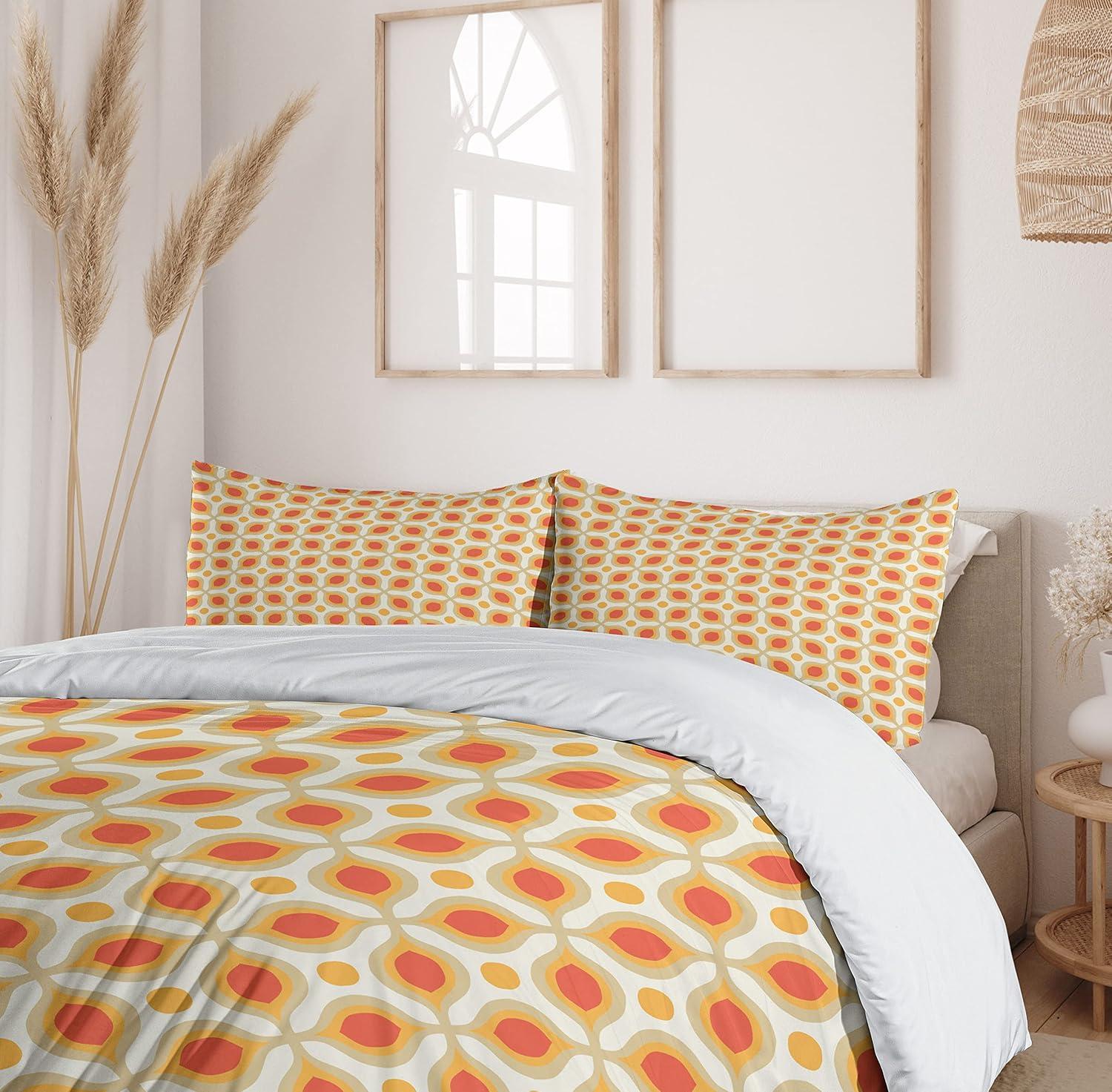Ambesonne Cottage Americana Geometric Shapes Duvet Cover Set