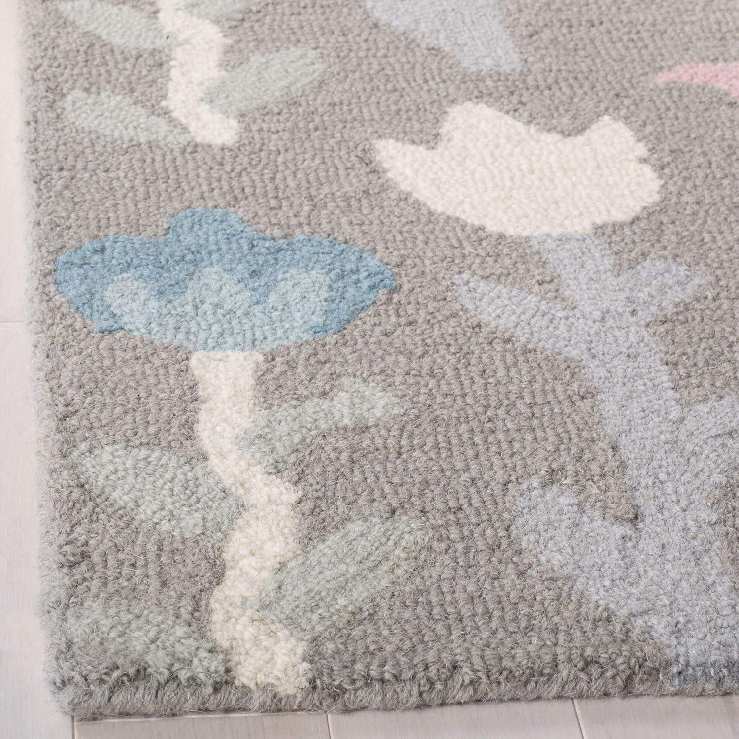 Safavieh Kids Floral SFK918 Hand Tufted Indoor Area Rug - Grey/Pink - 5'x8' - Safavieh