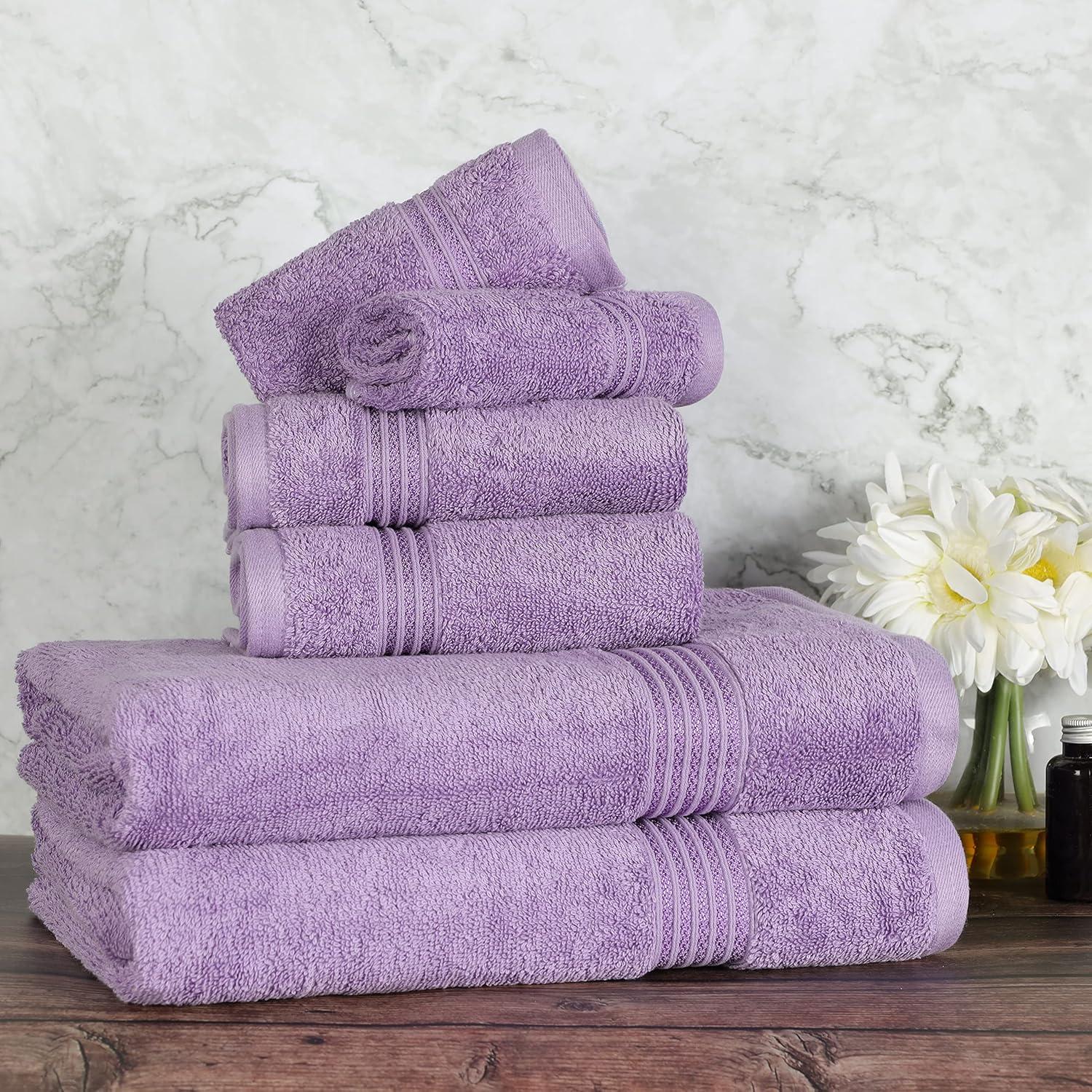 Superior Egyptian Cotton Absorbent 6-Piece Royal Purple Towel Set