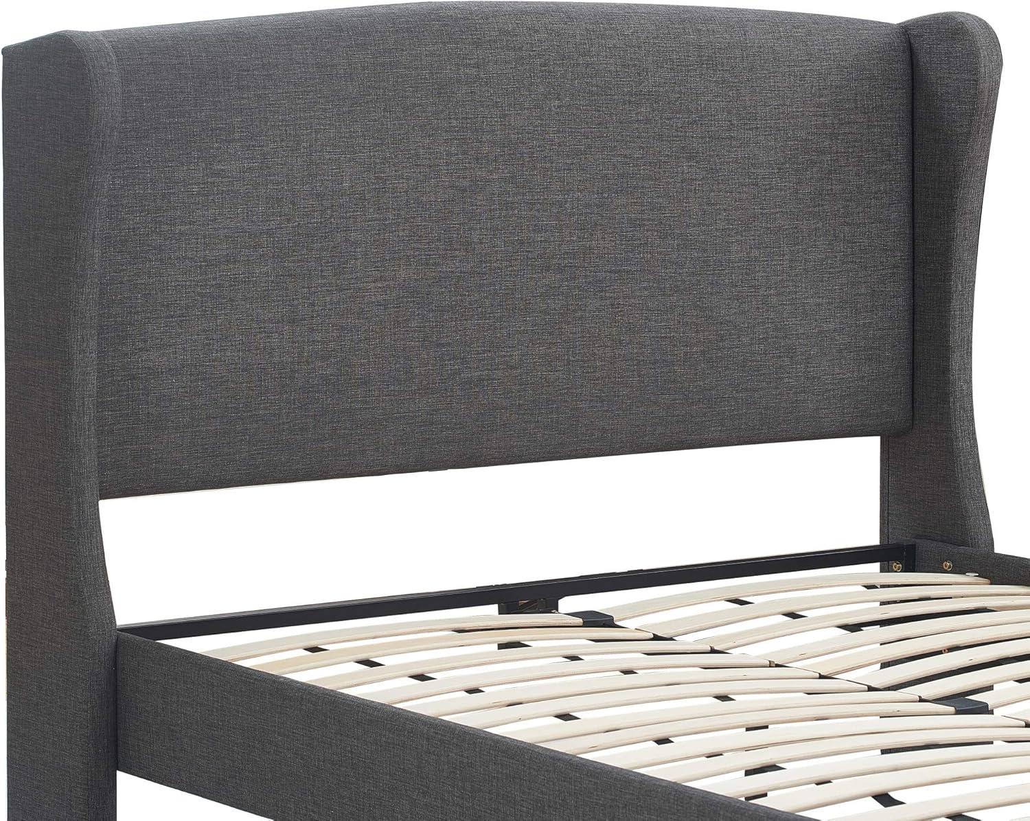 Queen Elmhurst Upholstered Wing Bed Frame Gray - Finch