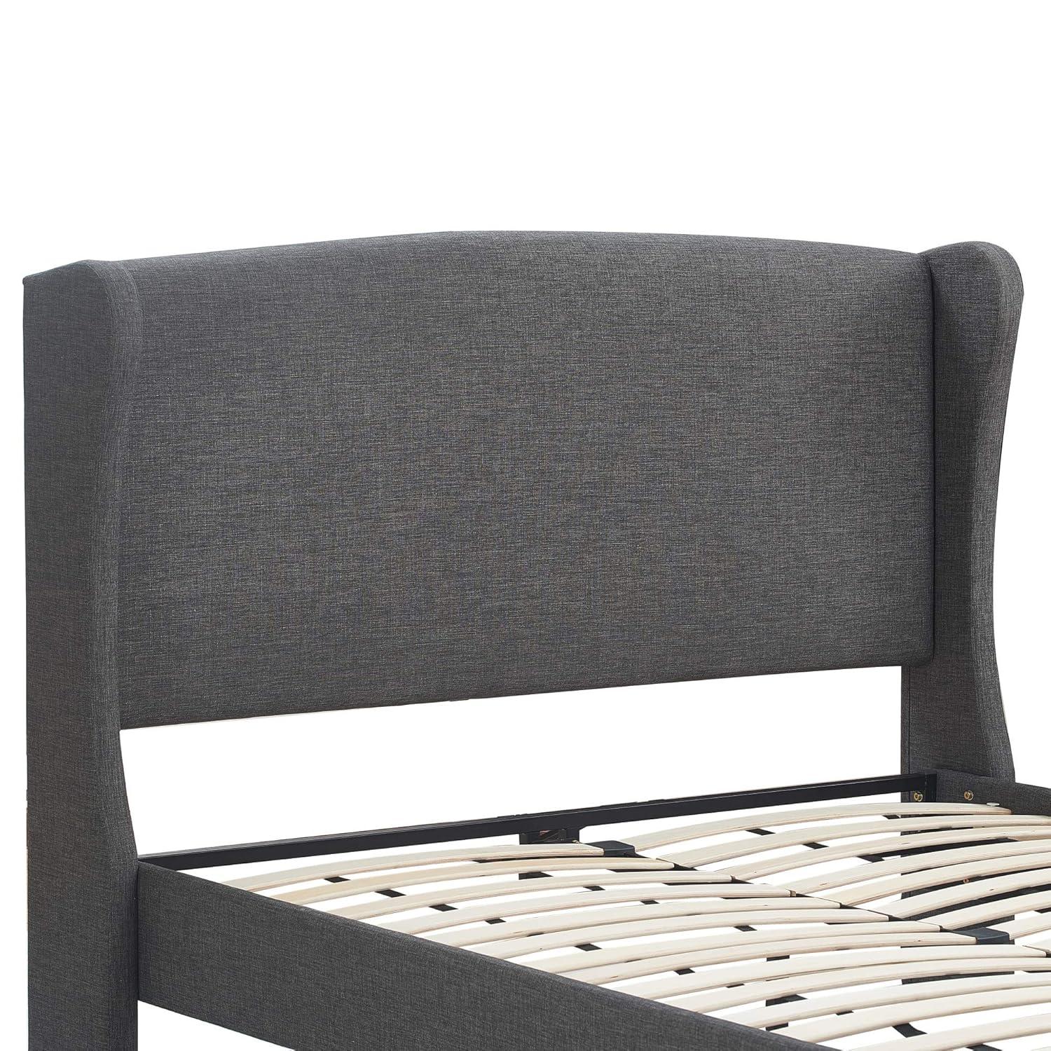 Queen Elmhurst Upholstered Wing Bed Frame Gray - Finch