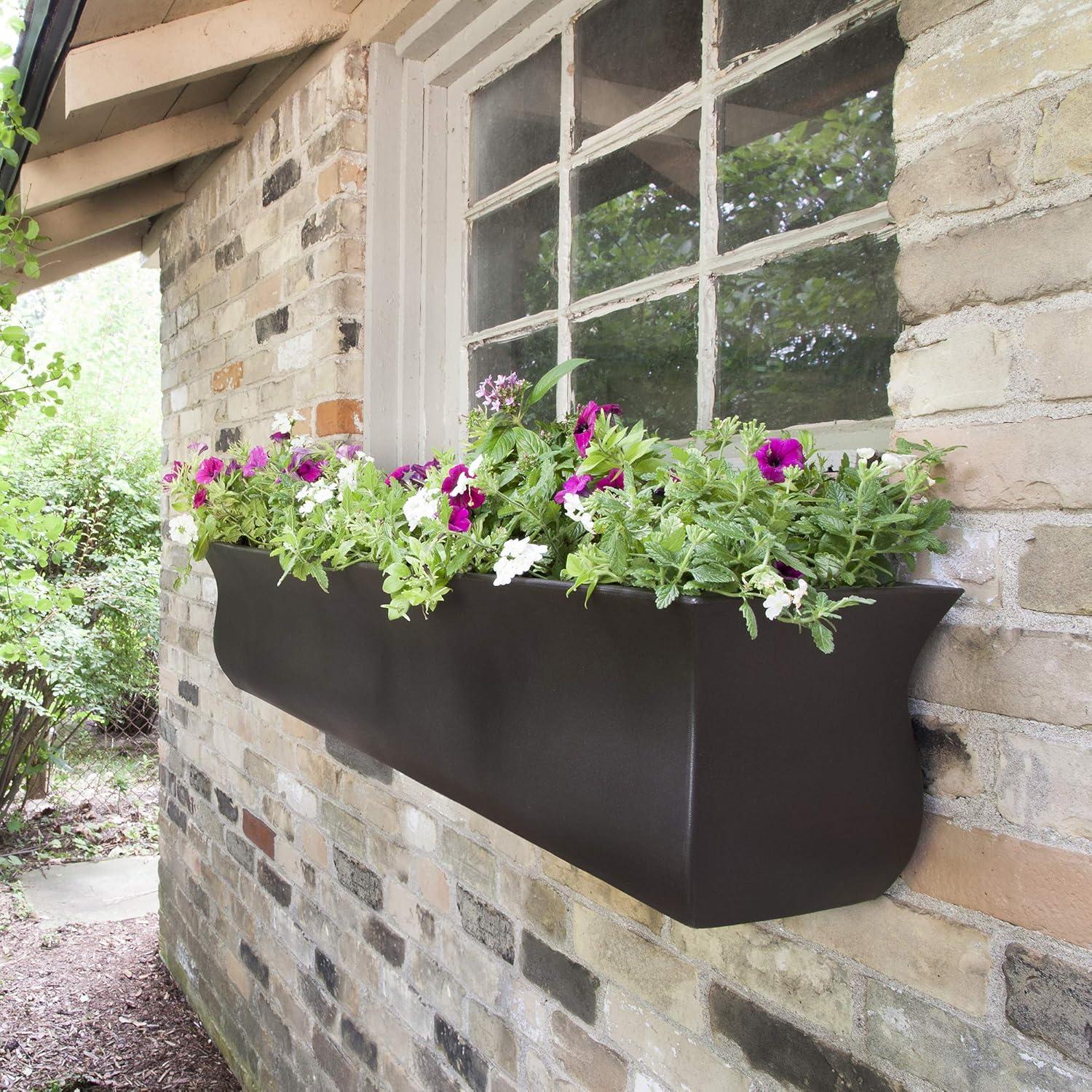 Mayne Valencia 48" x 10" x 10" Self-Watering Polyethylene Window Box - Espresso