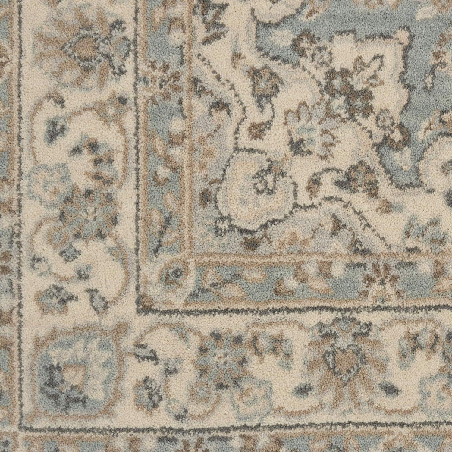 Aqua Ivory Elegance 2'6" x 4'3" Hand-Knotted Wool Blend Area Rug