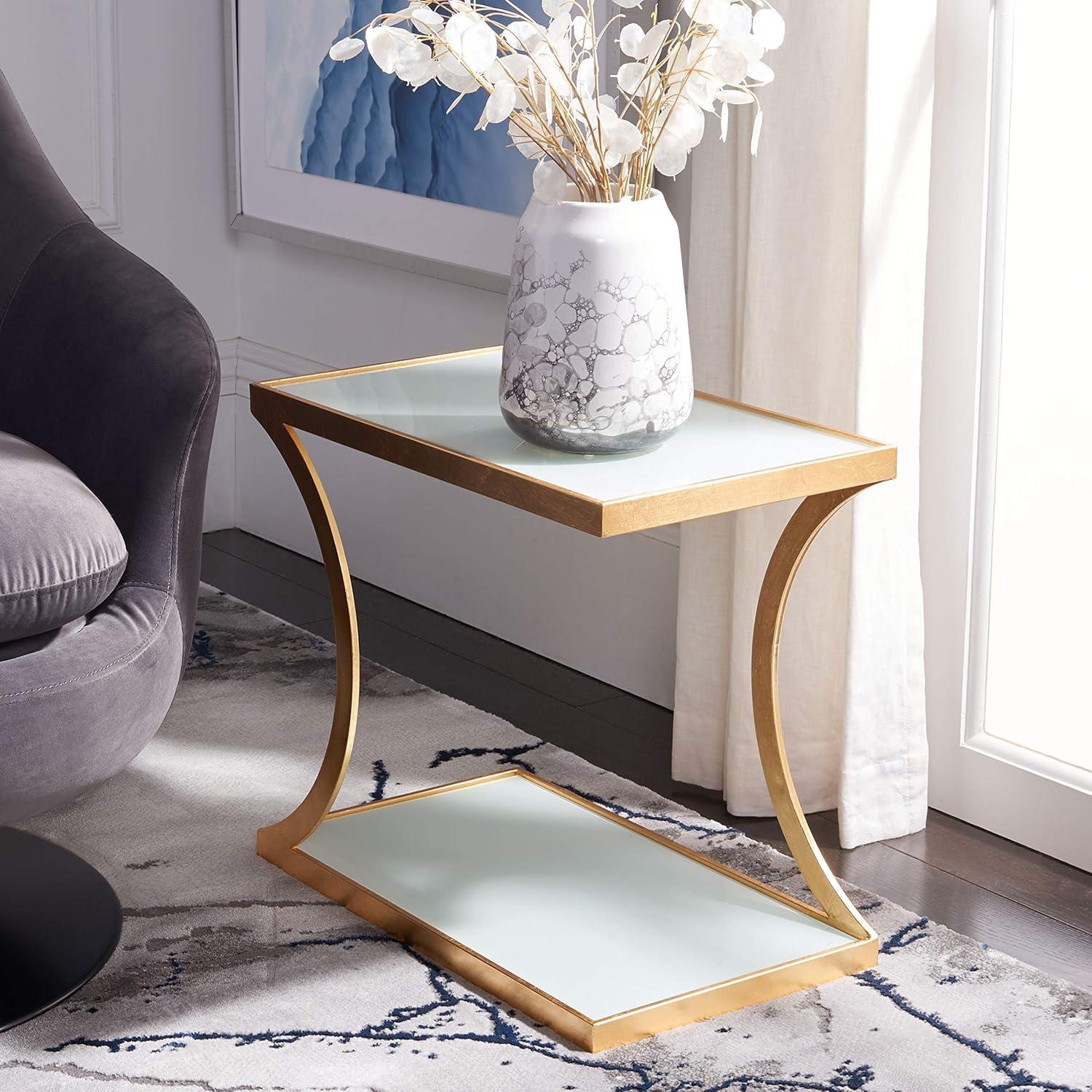 SAFAVIEH Sullivan Gold Leaf Accent Table Gold / White