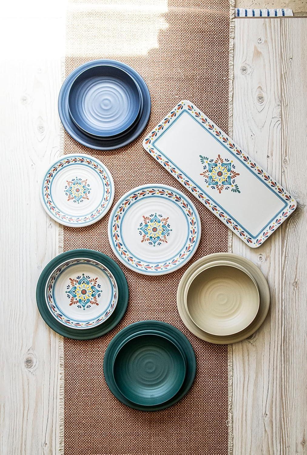 Teal Ceramic 8" Low Bowl Set for Indoor/Outdoor Use