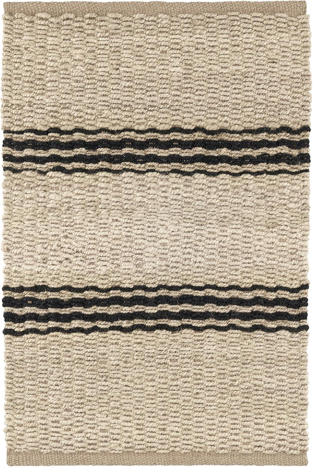 Jute Ticking Black Handwoven Jute Rug