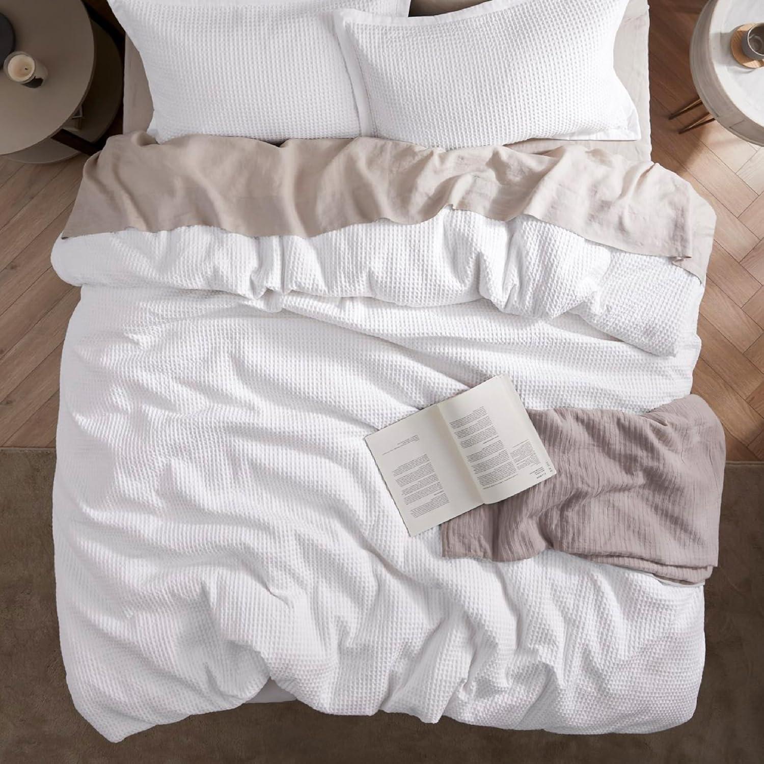 Bedsure Bedsure Cotton Duvet Cover Set - 100% Cotton Waffle Weave Coconut Duvet Cover