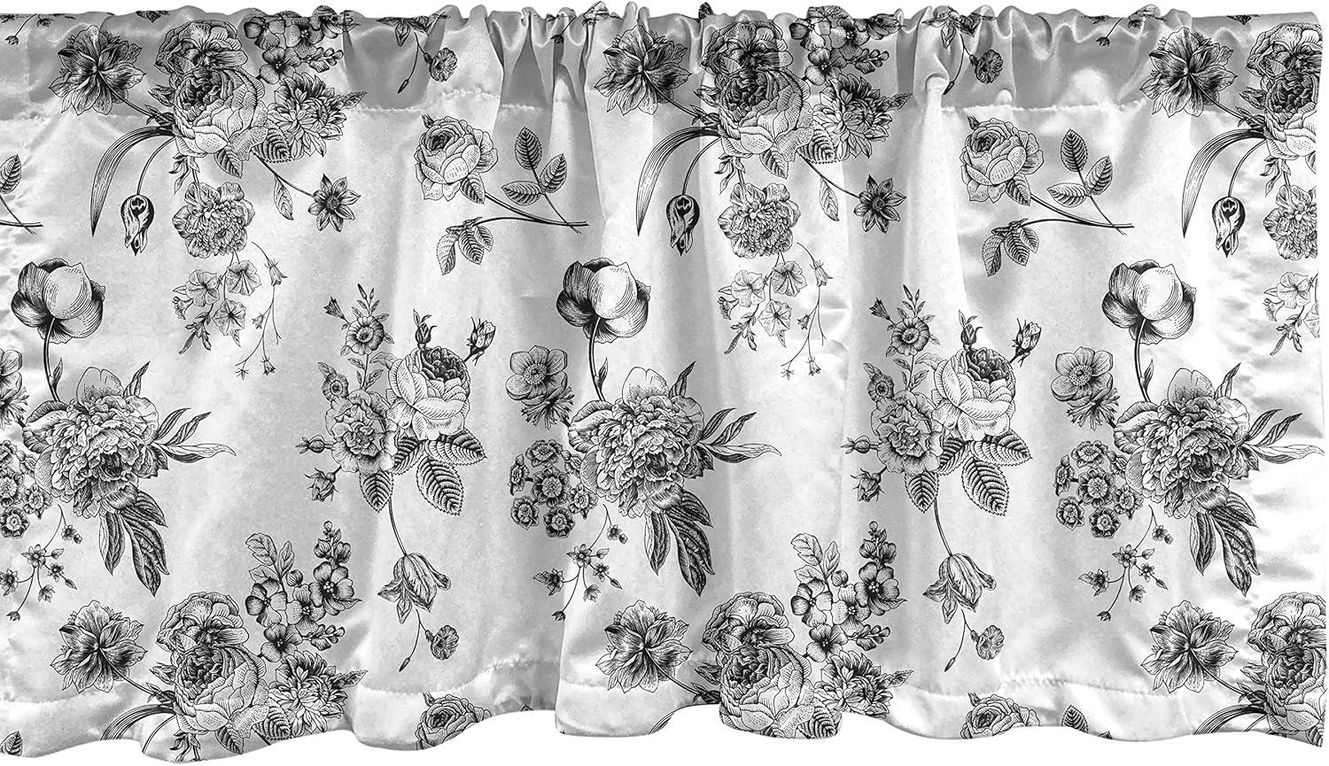 Ambesonne Vintage Window Valance, New Modern Art, 54" X 12", White and Black