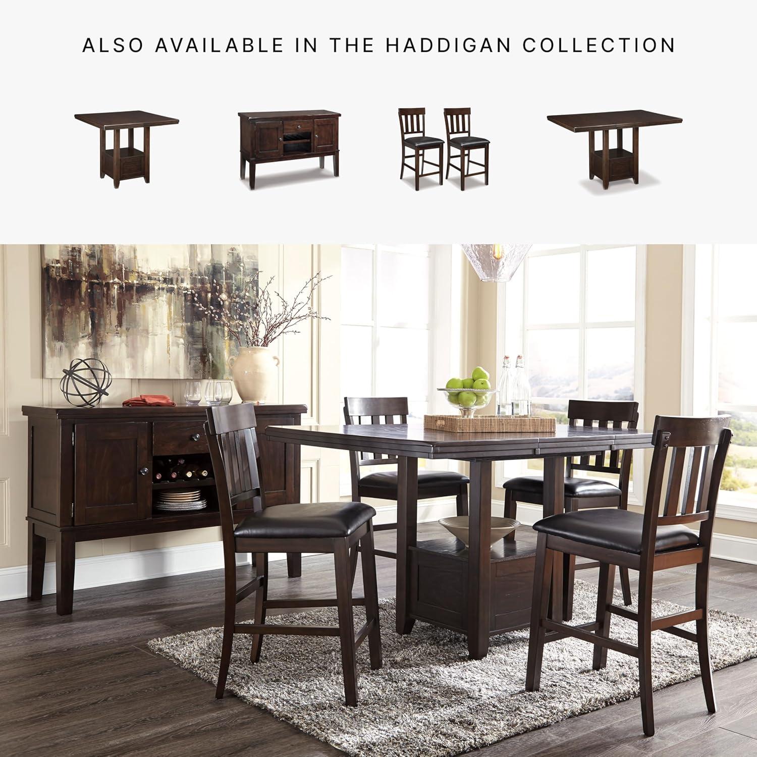 Signature Design by Ashley Haddigan Counter Height Upholstered Barstool, Set of 2, Dark Brown