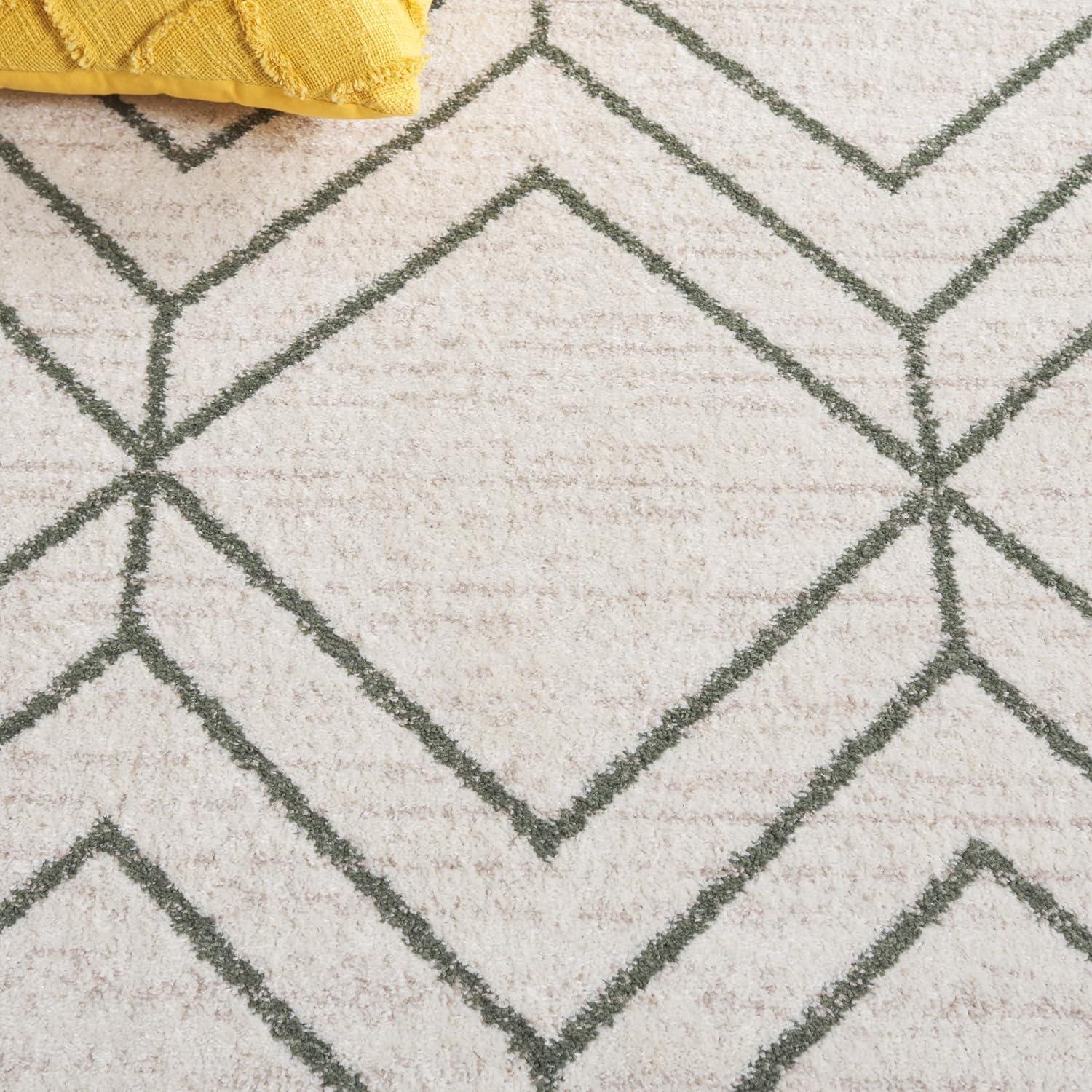 Adirondack ADR241 Machine Made Indoor Area Rug - Ivory/Dark Green - 5'-1"x7'-6" - Safavieh