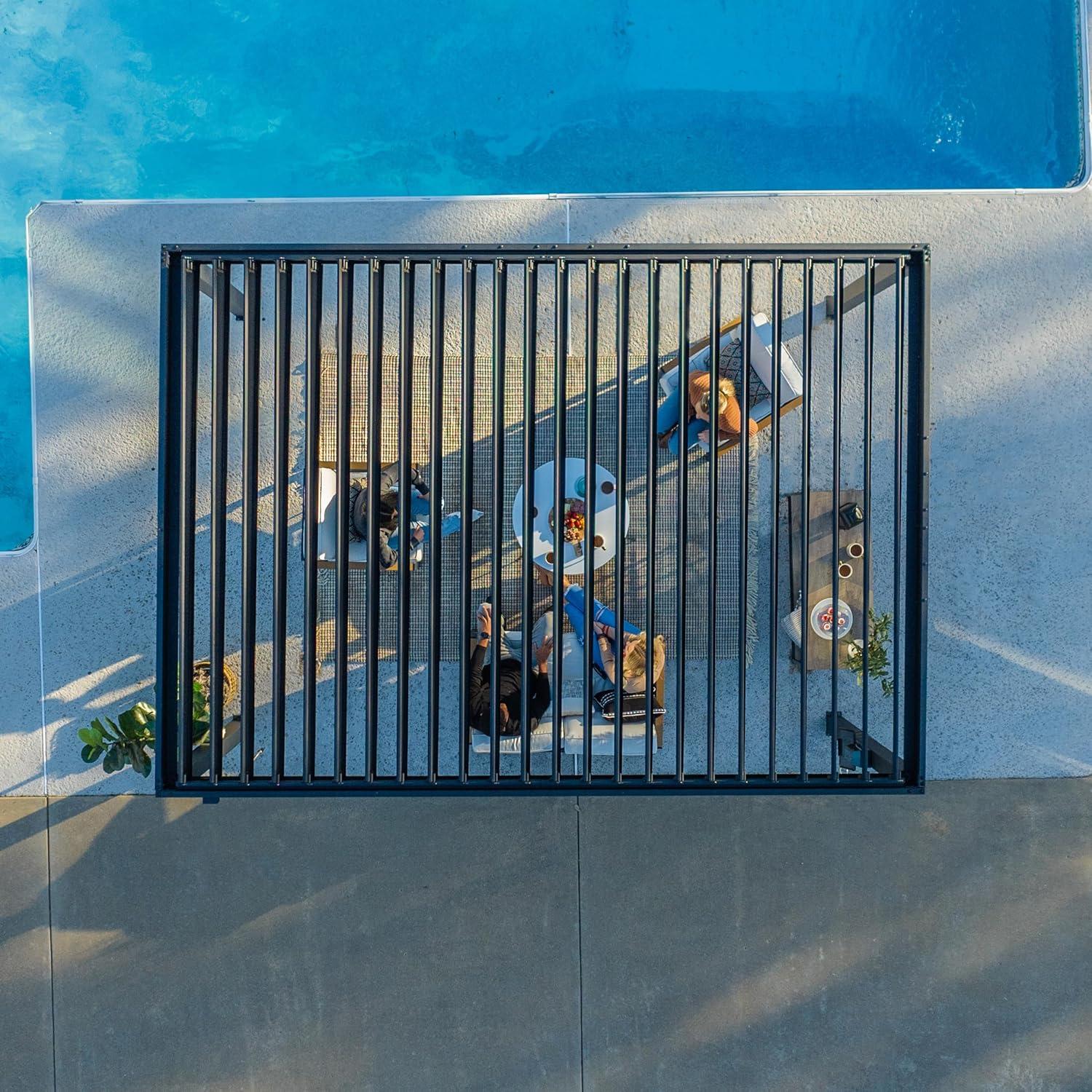 Backyard Discovery Backyard Discovery Sarasota 14' x 10' Galvanized Steel Outdoor Louvered Pergola Kit with Adjustable Steel Roof and PowerPort