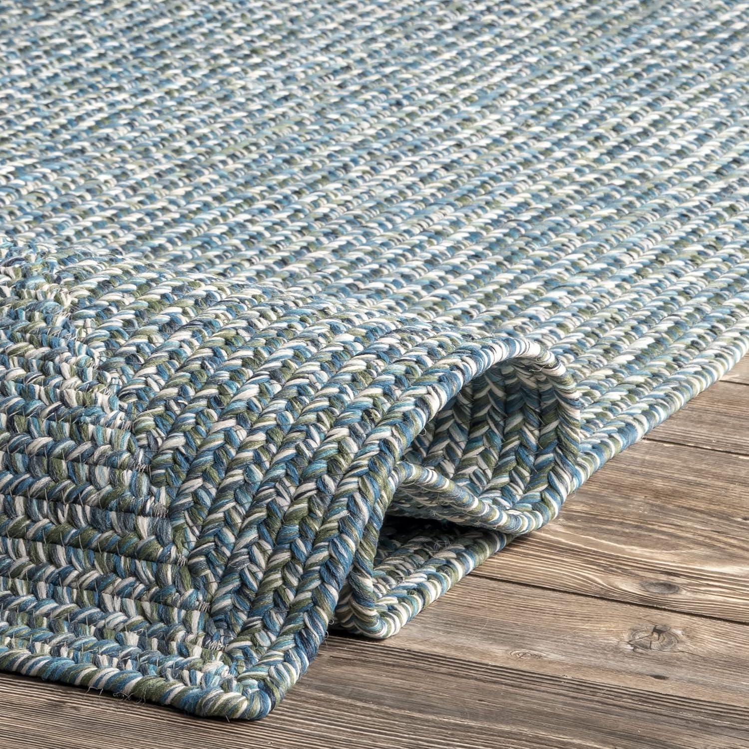 Aqua Braided Reversible Handmade 3' x 5' Synthetic Rug