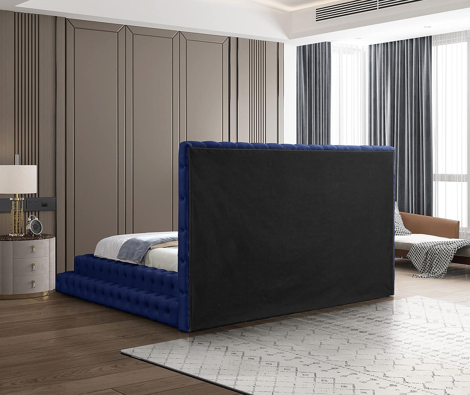 Meridian Furniture Revel Navy Velvet King Bed