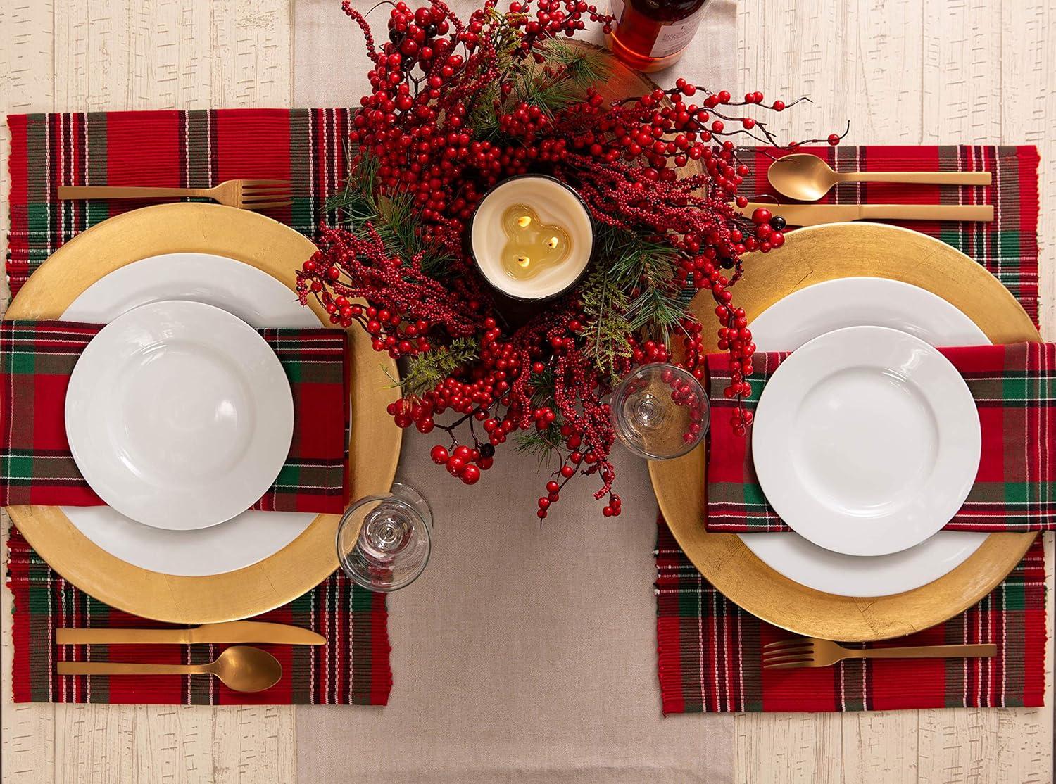 DII Holiday Plaid Napkin (Set of 6), 18" x 18", 100% Cotton