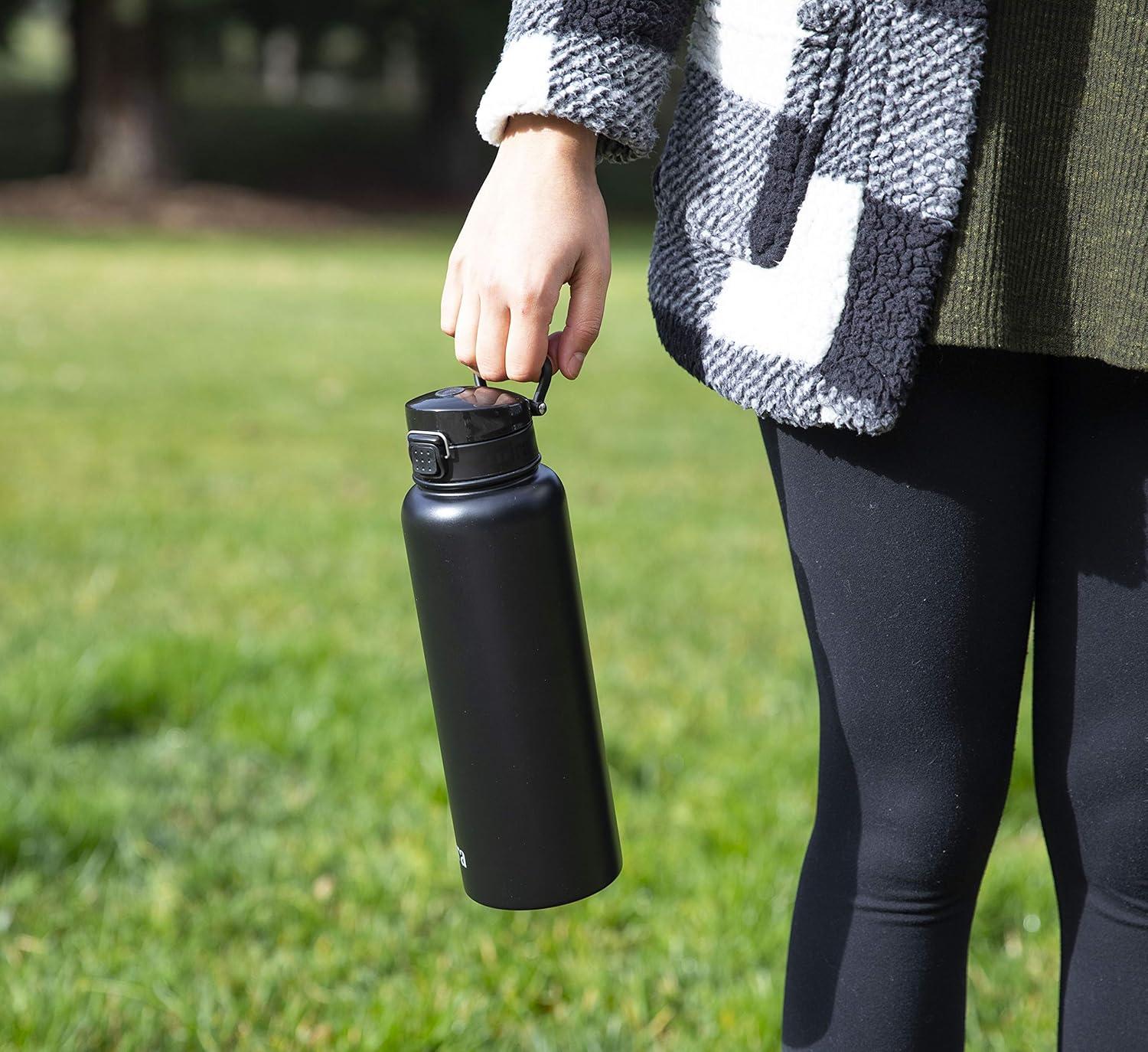 MIRA 24 oz Insulated Water Bottle - Stainless Steel Thermos with One-Touch Quick-Open Spout - Double Wall Hot & Cold (24Hr Cold/12Hr Hot) - Olive Green