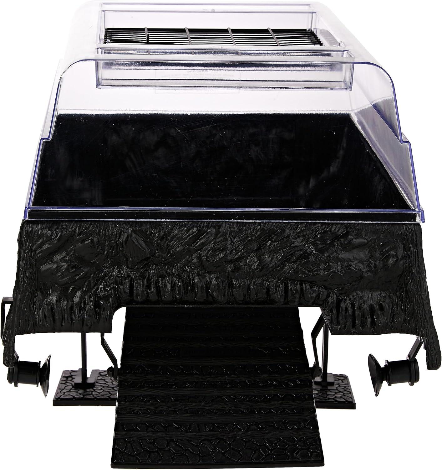 Penn-Plax Reptology Turtle Topper – Above Tank Basking Platform that Safely Mounts to Standard Size Tanks up to 55 Gallons and 13” Wide – Black Color