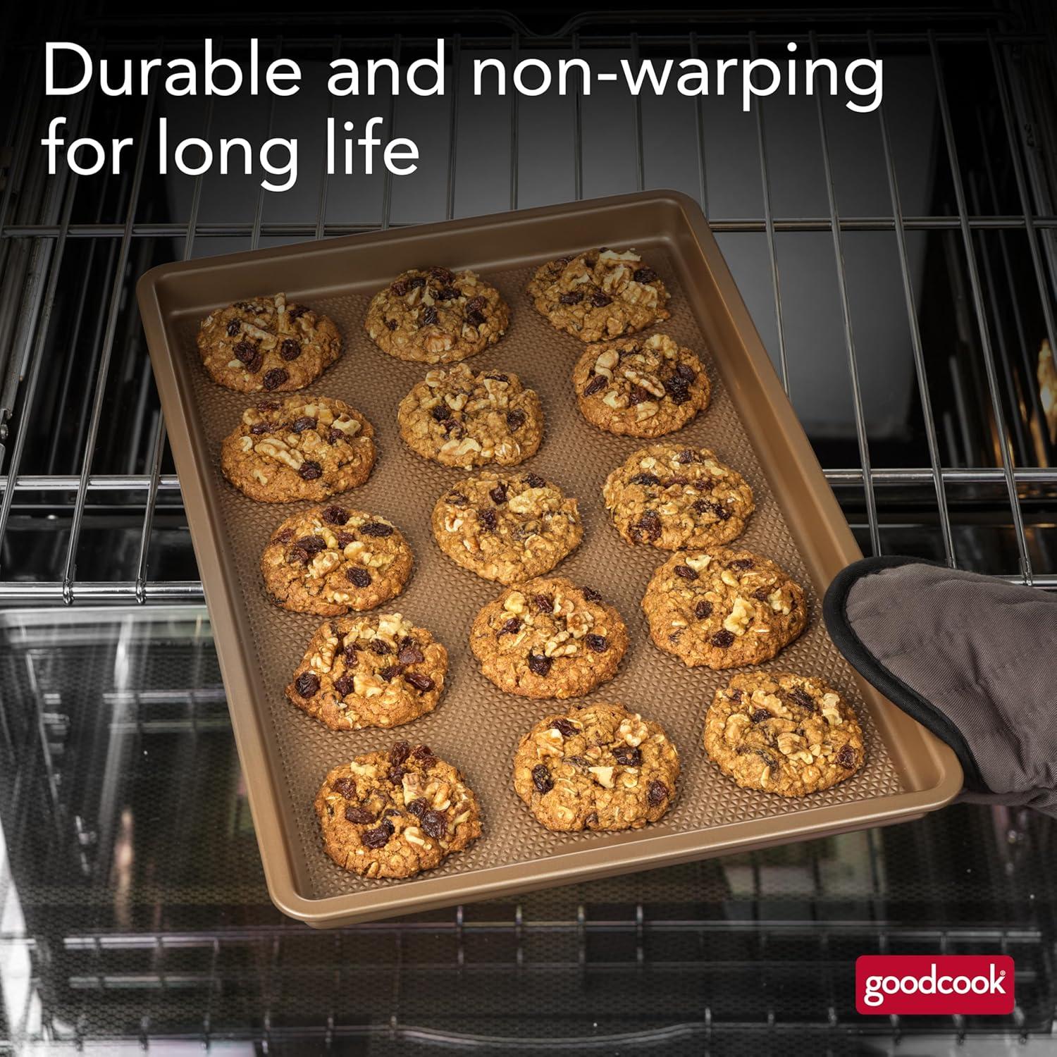 GoodCook 17"x11" Best Bake Cookie Sheet: Carbon Steel Baking Pan, Dishwasher-Safe, Rectangle, Brown