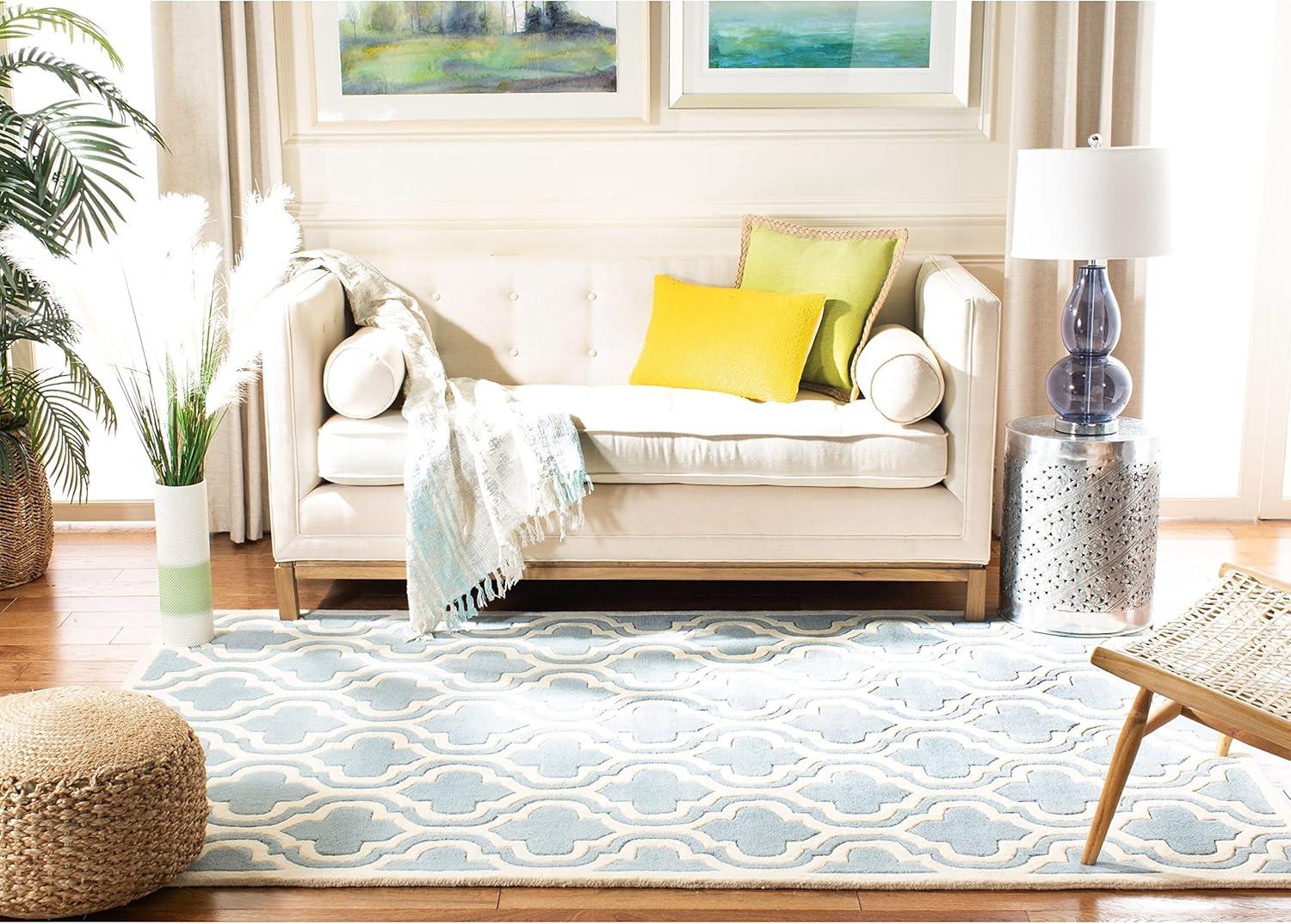 SAFAVIEH Chatham CHT727C Handmade Dark Blue / Ivory Rug