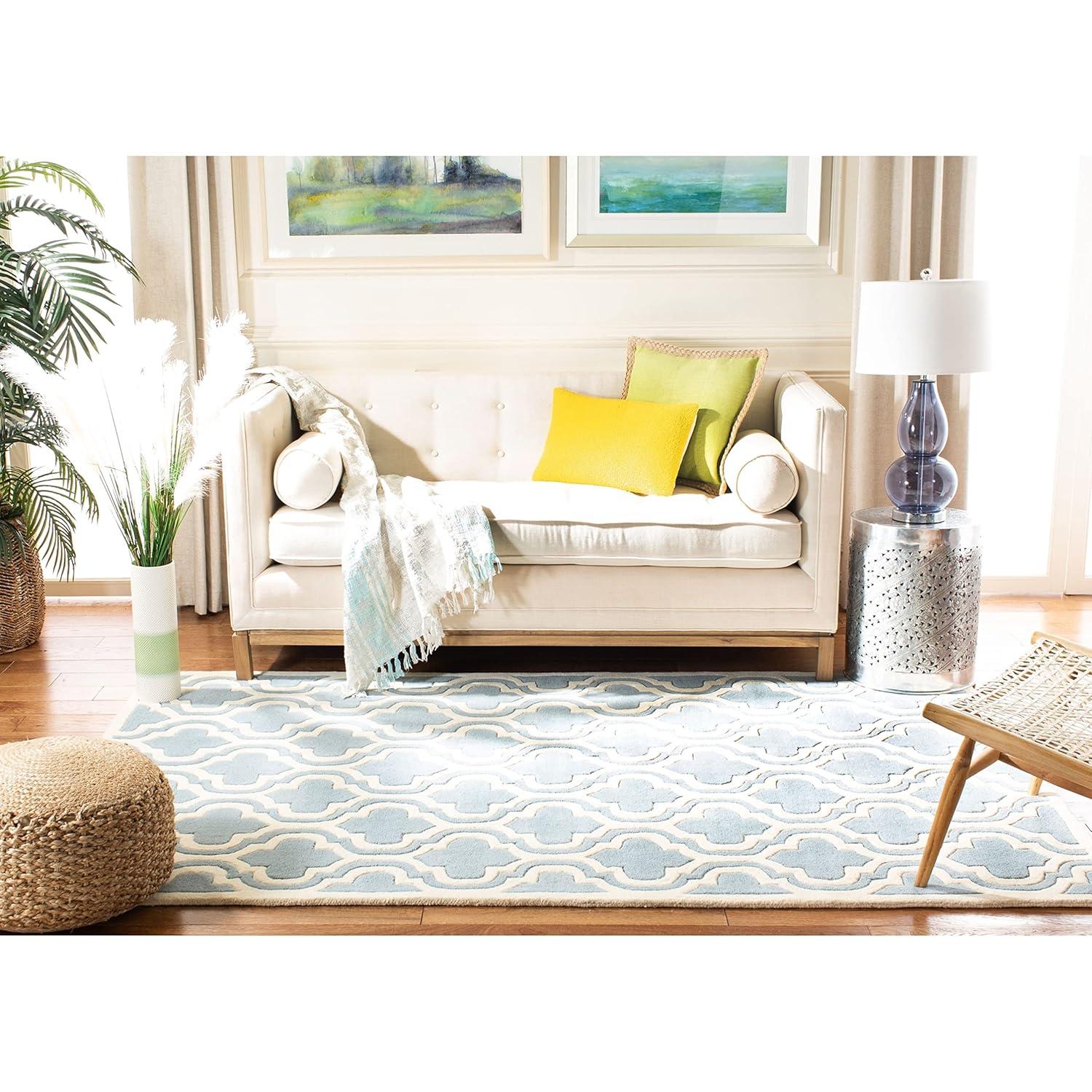 SAFAVIEH Chatham CHT727C Handmade Dark Blue / Ivory Rug