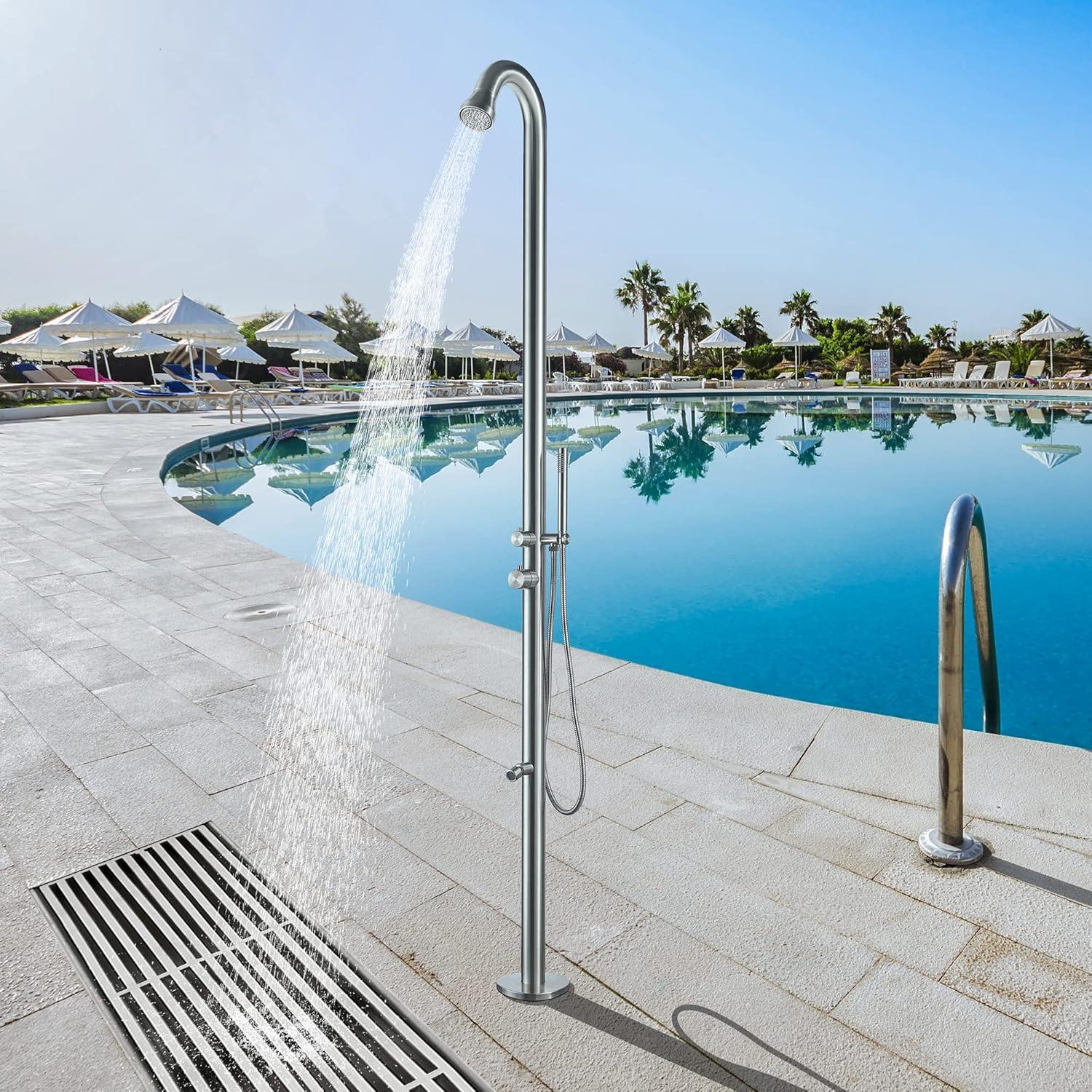 Stainless Steel Free Standing Outdoor Shower