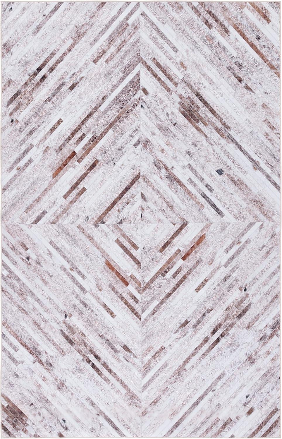 SAFAVIEH Faux Hide Curtis Diamond Area Rug, Beige/Brown, 6' x 9'