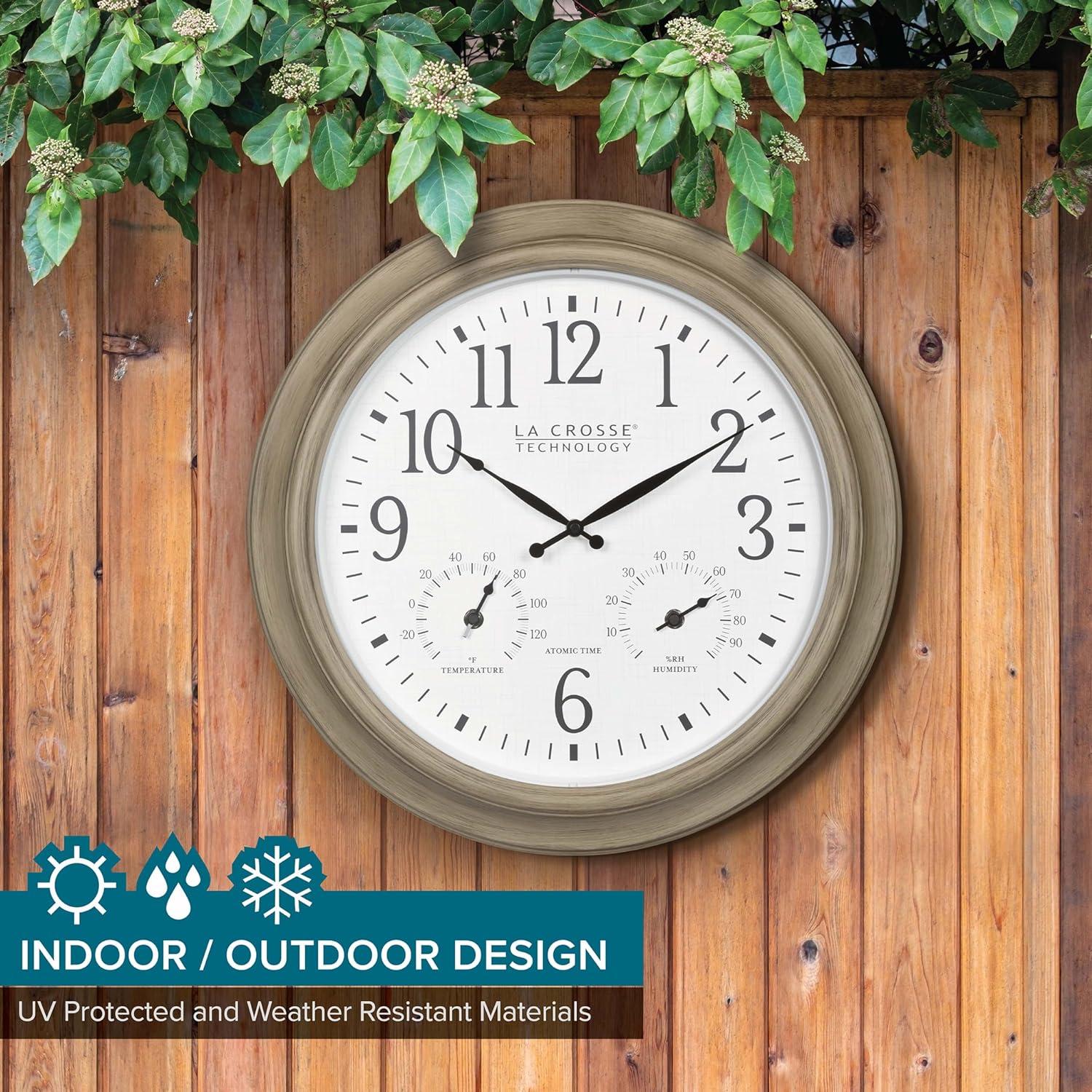 La Crosse Technology La Crosse 404-18027-INT 18" Outdoor Tan Atomic Analog Temp Wall Clock