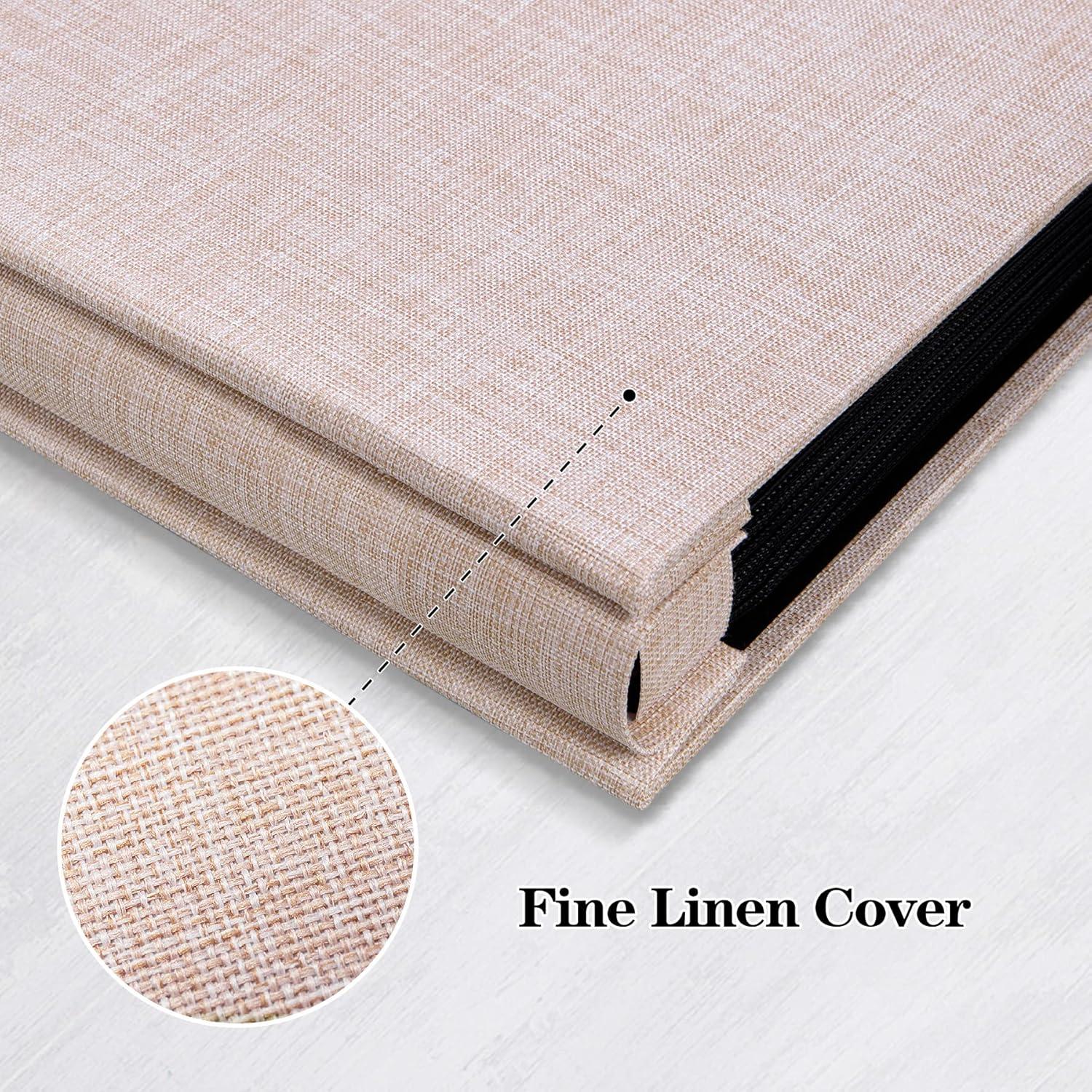 BEACHWATER POOL & SPA, LLC Linen Hardcover Photo Albu 1000 Photos Large Capacity For Family Wedding Anniversary Baby Vacation (Beige, 1000 Pockets)