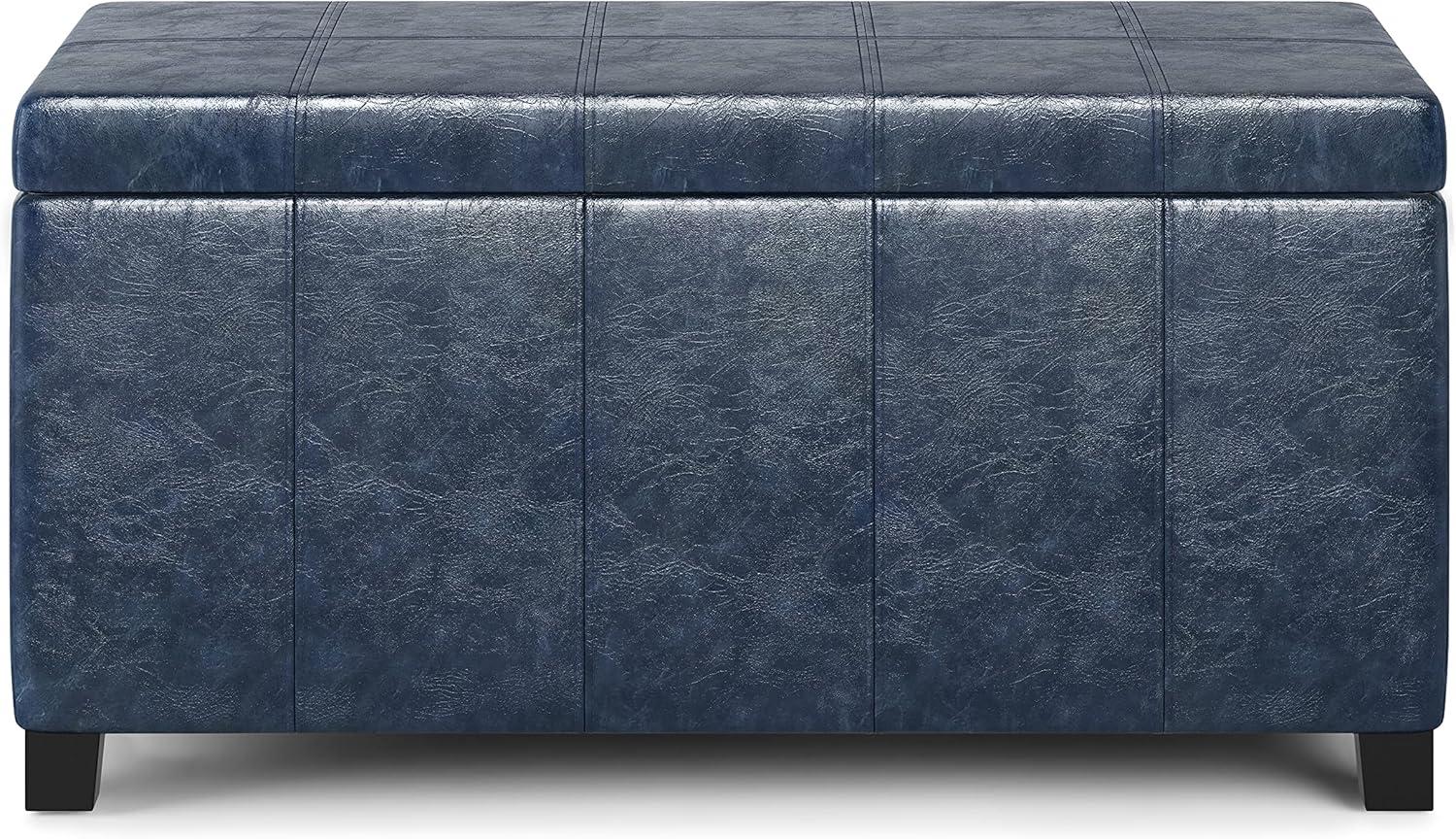 Simpli Home Dover 36"W Upholstered Storage Ottoman Bench with Lift-Top and Large Interior Storage