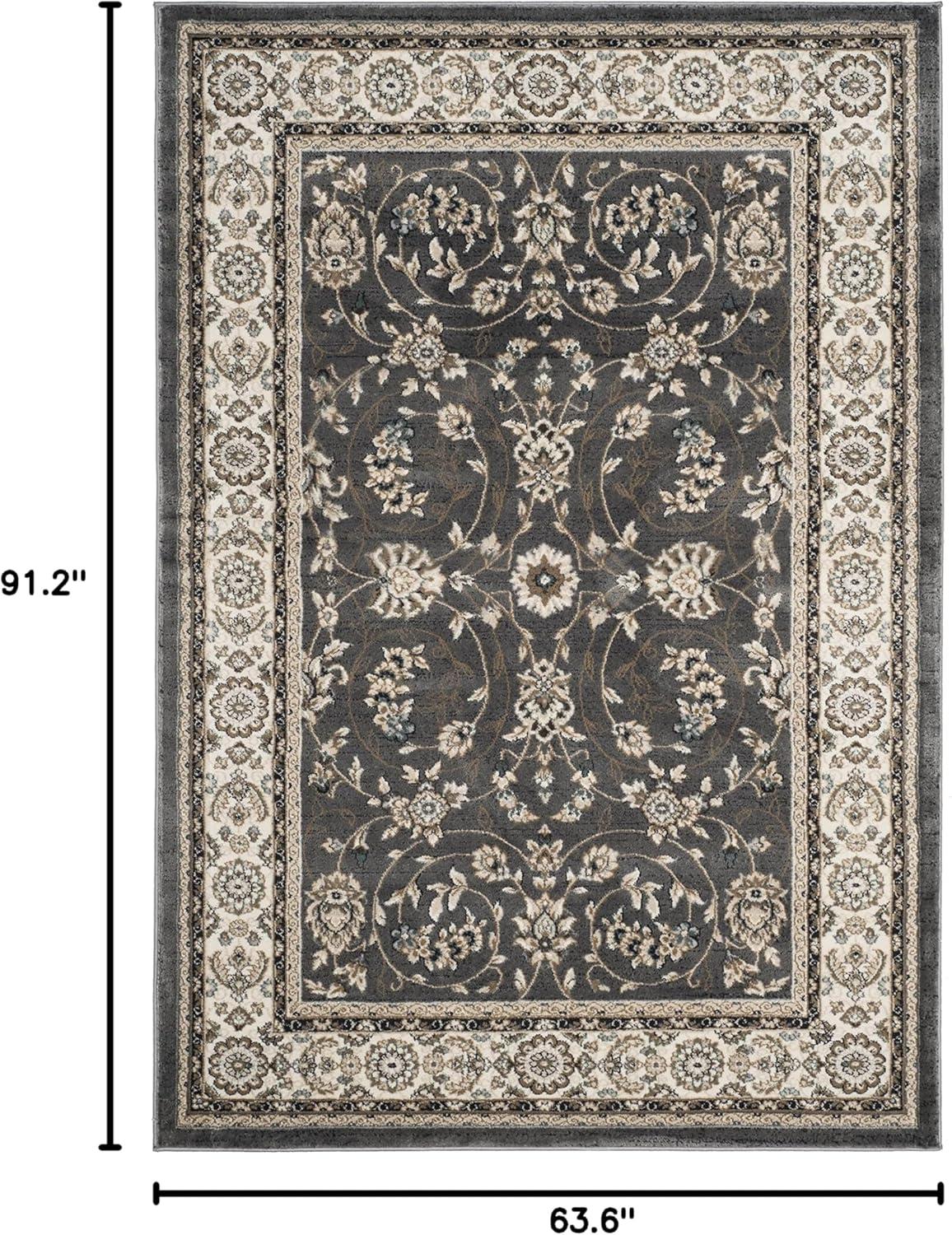 Lyndhurst LNH340 Power Loomed Area Rug - Grey/Cream - 5'3"x7'6" - Safavieh