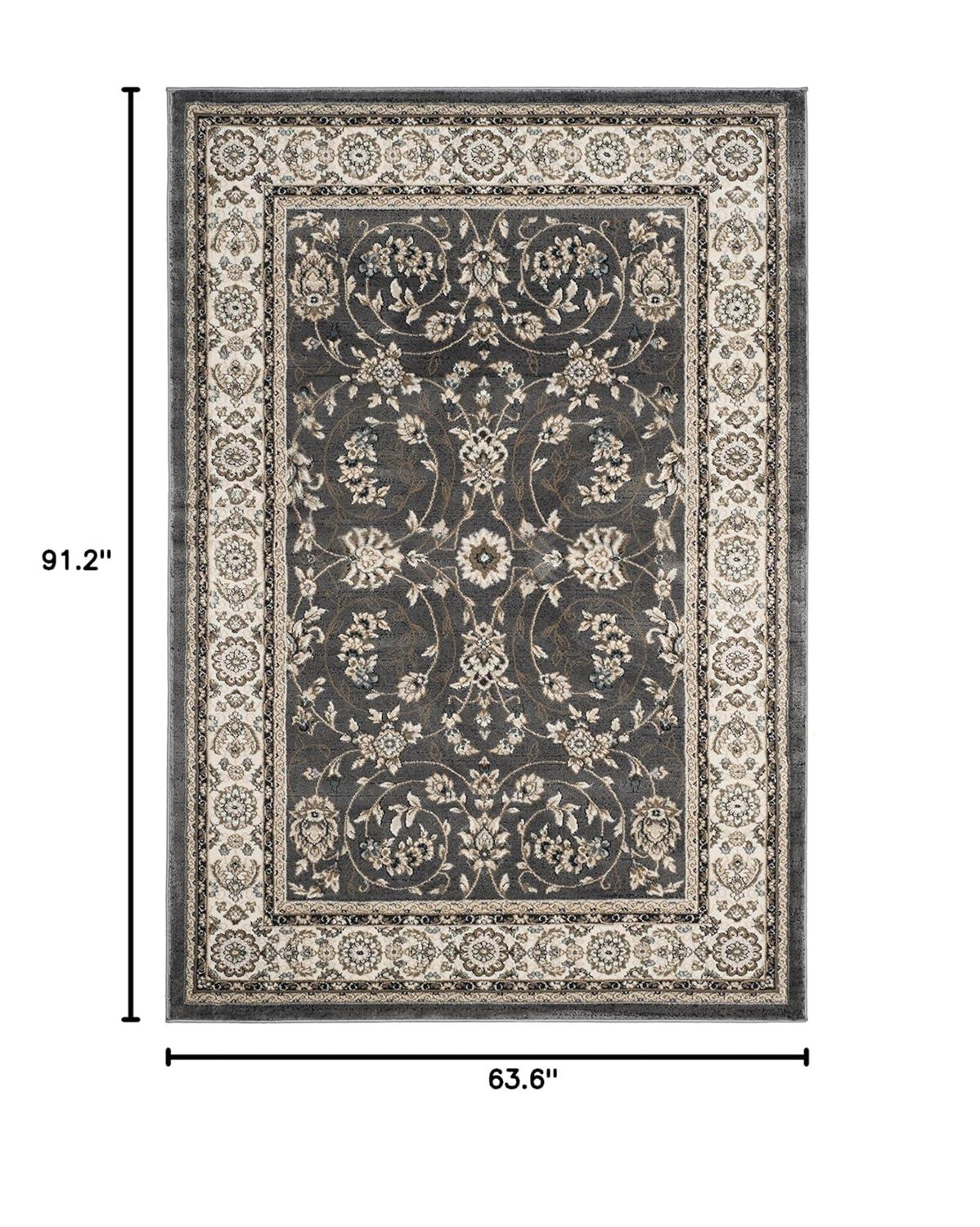 Lyndhurst LNH340 Power Loomed Area Rug - Grey/Cream - 5'3"x7'6" - Safavieh