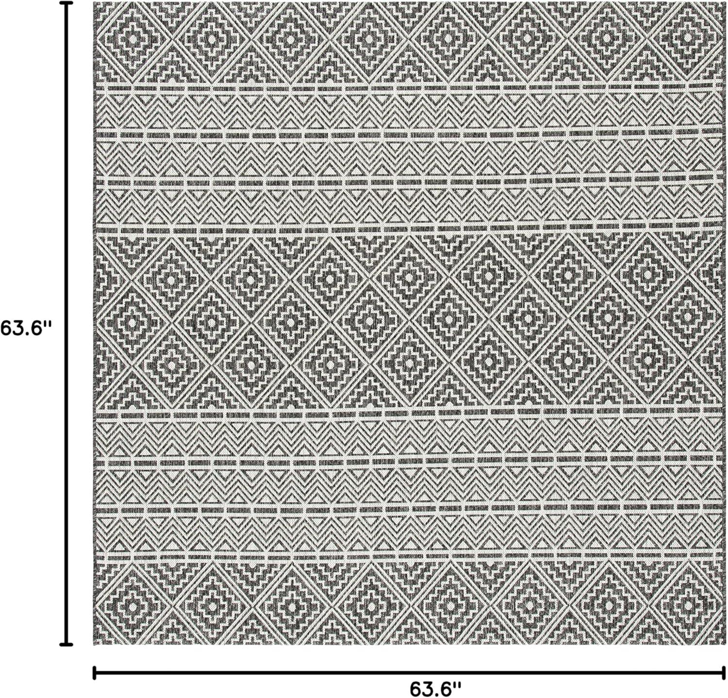 Courtyard CY8787 Power Loomed Indoor/Outdoor Area Rug - Black/Grey - 5'3"x5'3" - Safavieh.