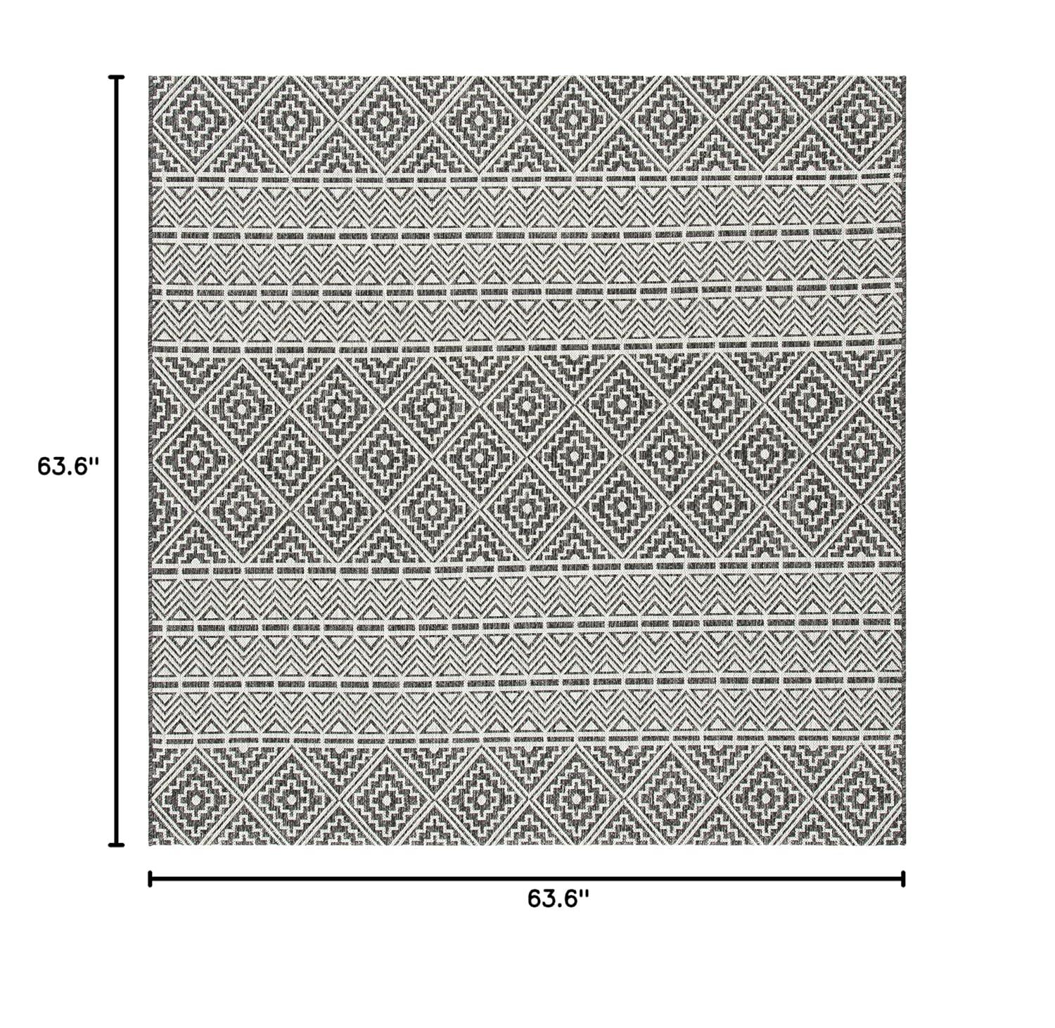 Courtyard CY8787 Power Loomed Indoor/Outdoor Area Rug - Black/Grey - 5'3"x5'3" - Safavieh.
