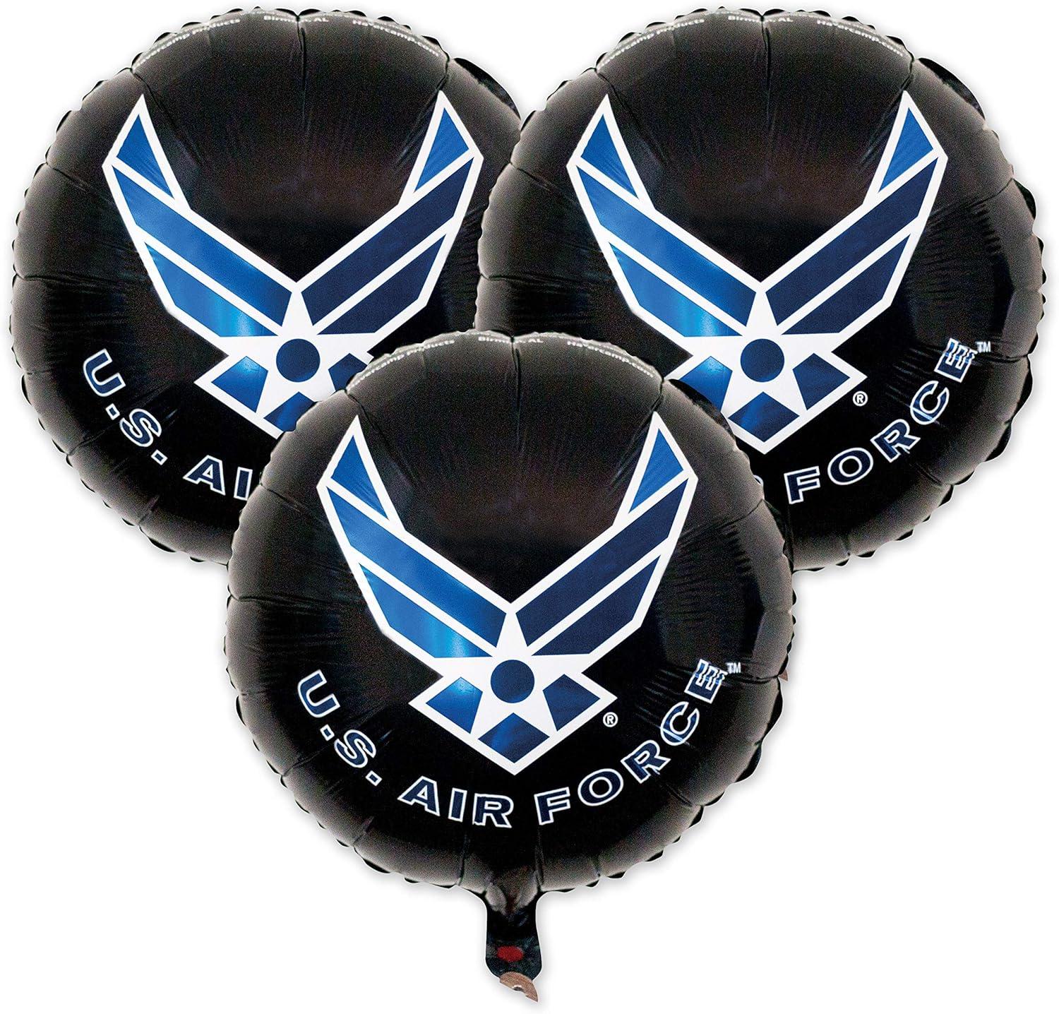 Black and Blue U.S. Air Force Foil Balloons, Set of 3