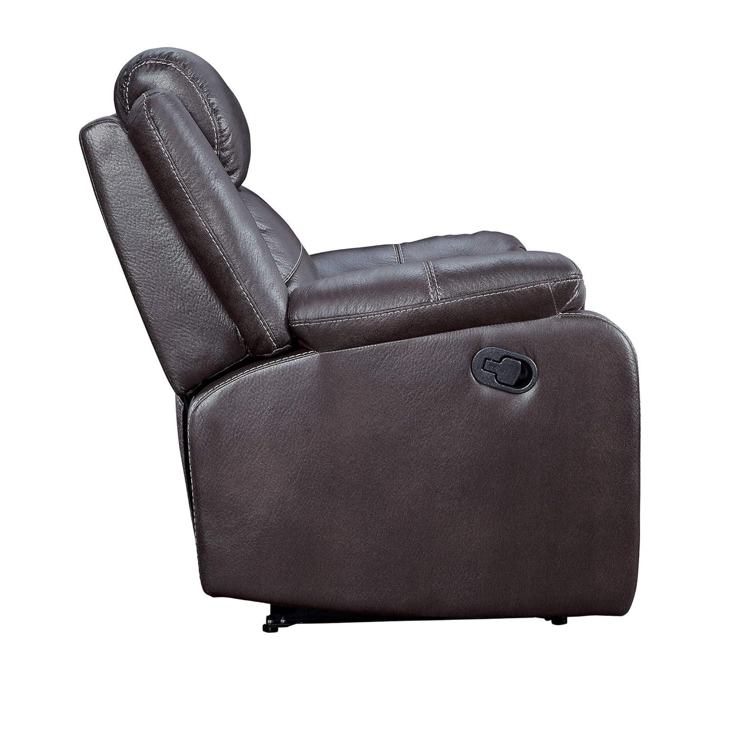 Lexicon Yerba Microfiber Double Reclining Loveseat with Console in Dark Brown