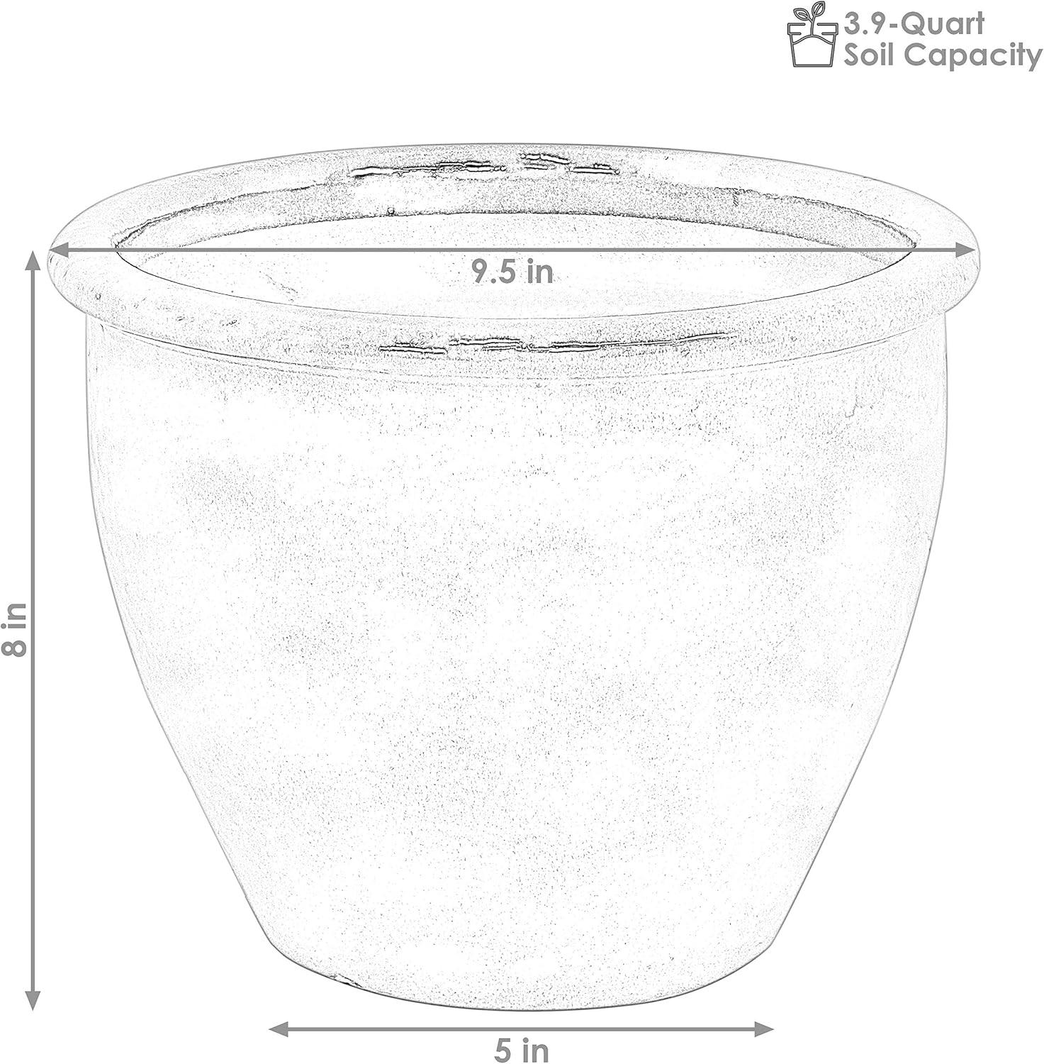 Sunnydaze Chalet Outdoor/Indoor High-Fired Glazed UV- and Frost-Resistant Ceramic Planters with Drainage Holes - 2-Pack