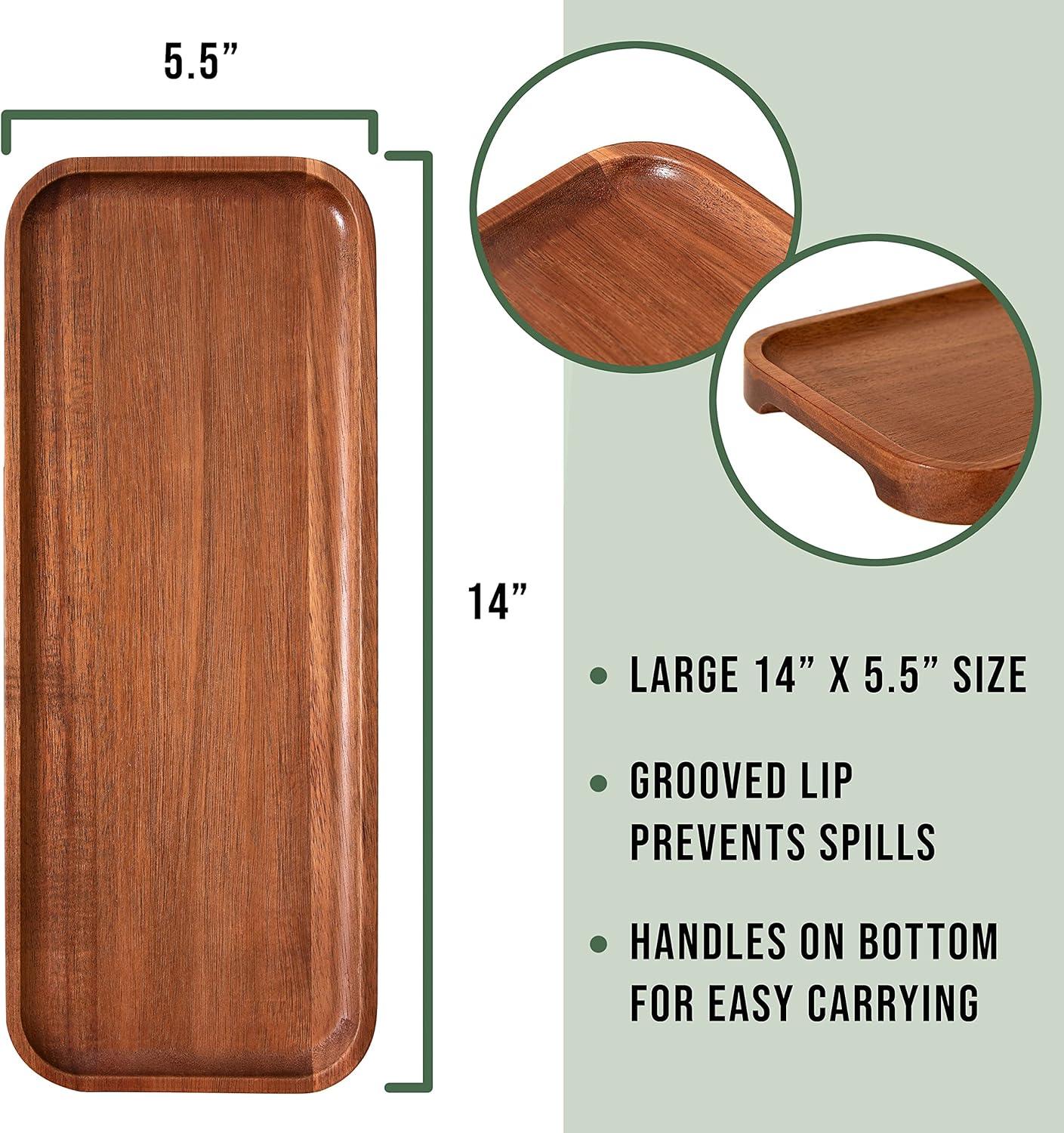 Solid Acacia Wood Rectangular Serving Platters Set