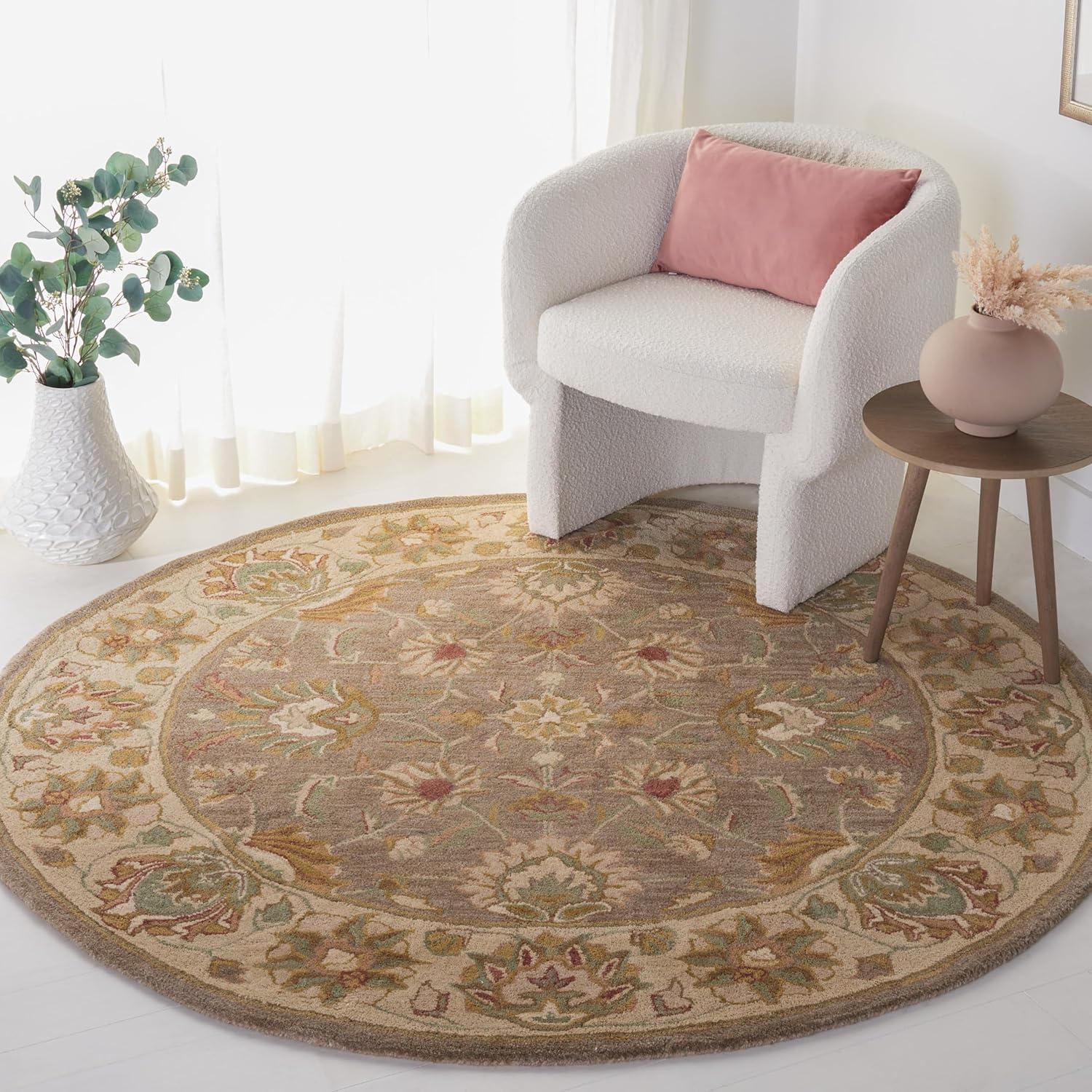 Heritage HG343 Hand Tufted Area Rug - Red/Gold - 6' Round - Safavieh.