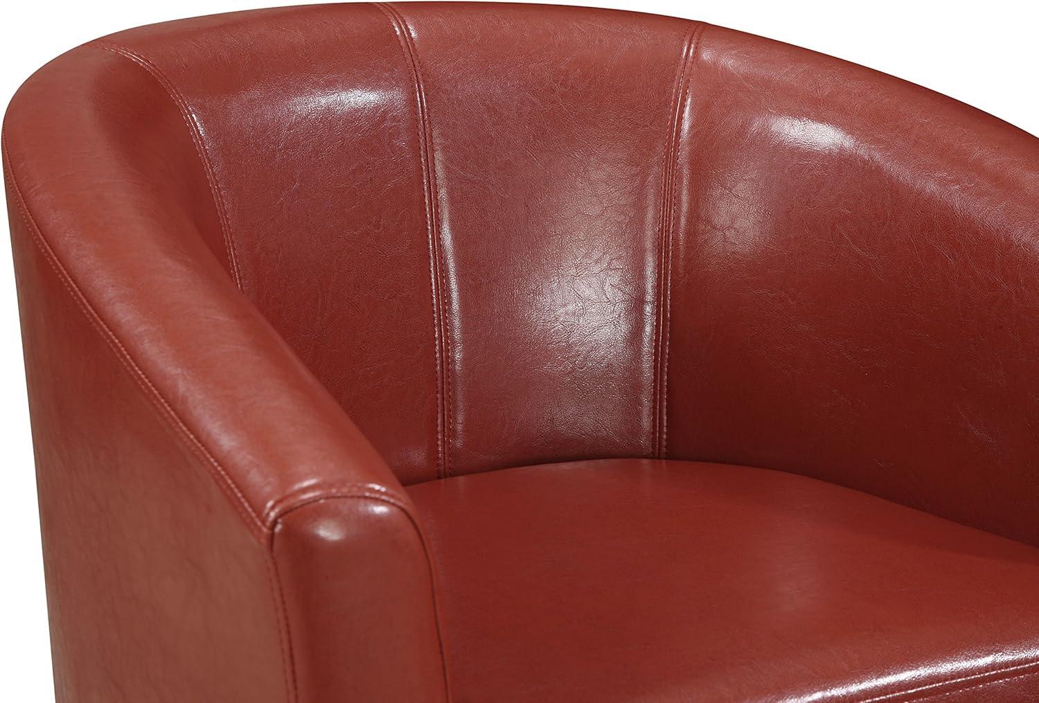 Simpli Home Austin 30"W Upholstered Vegan Faux Leather Contemporary Tub Accent Chair with High Arms and Deep Seat