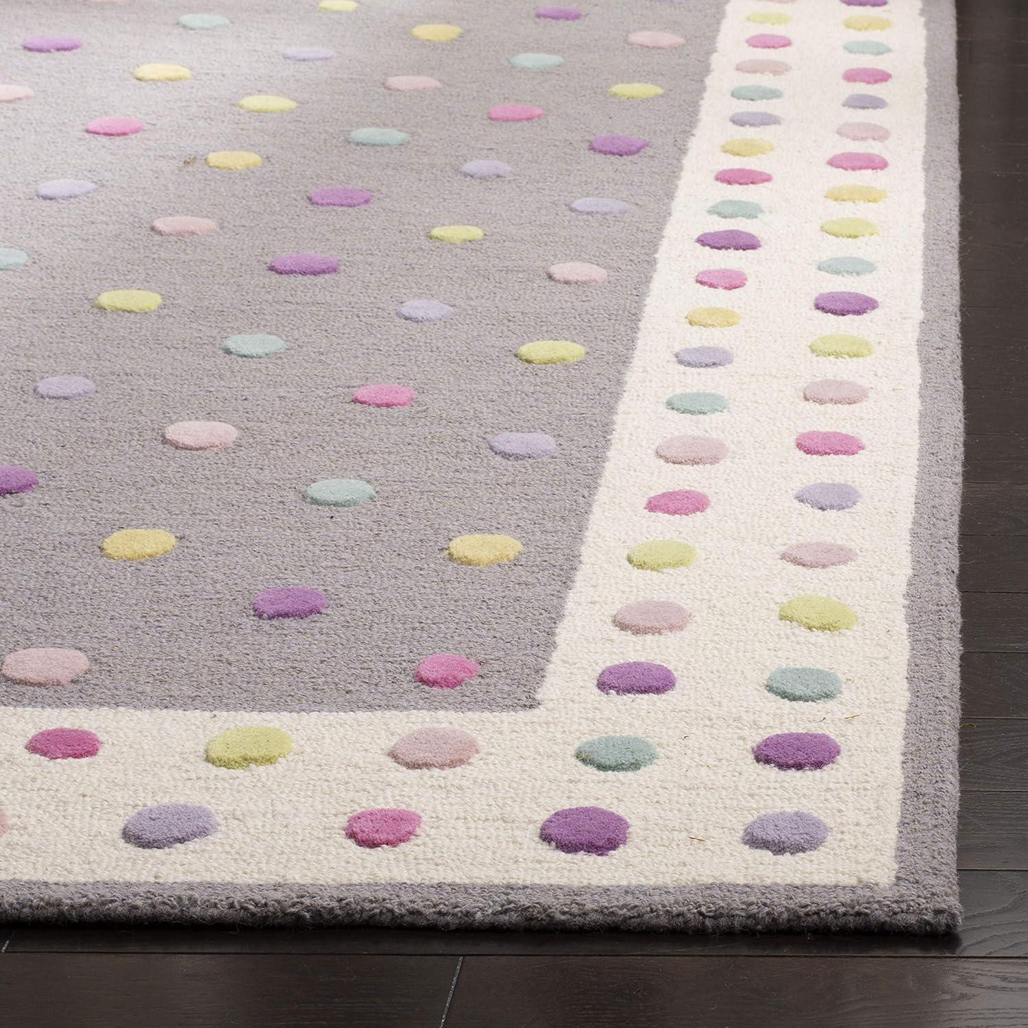 Gray and Multicolor Wool Geometric Kids Area Rug