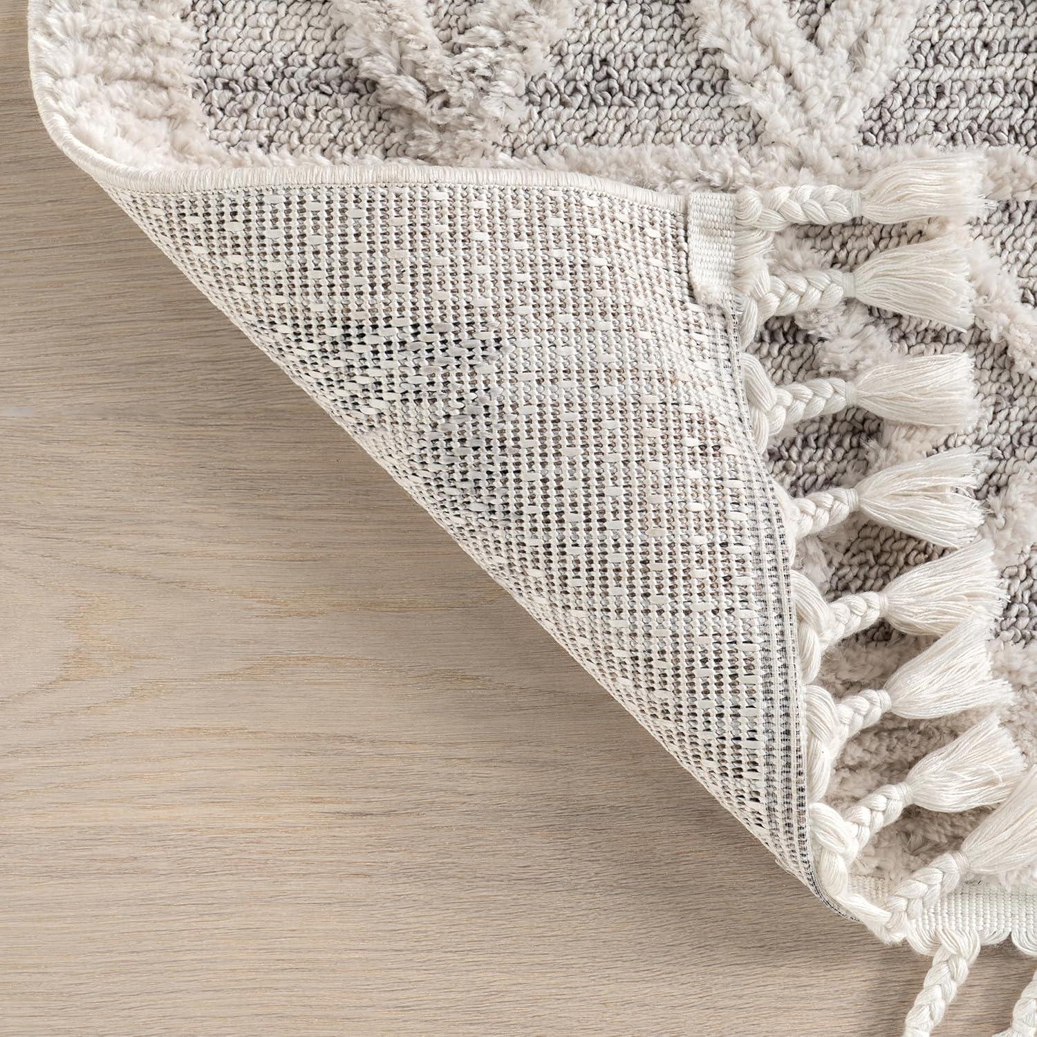 Nuloom 2x3 Ansley Moroccan Tassel Indoor Area Rug, Light Grey, Textured Bohemian Design, Plush High Pile, Stain Resistant, Bedroom, Living Room