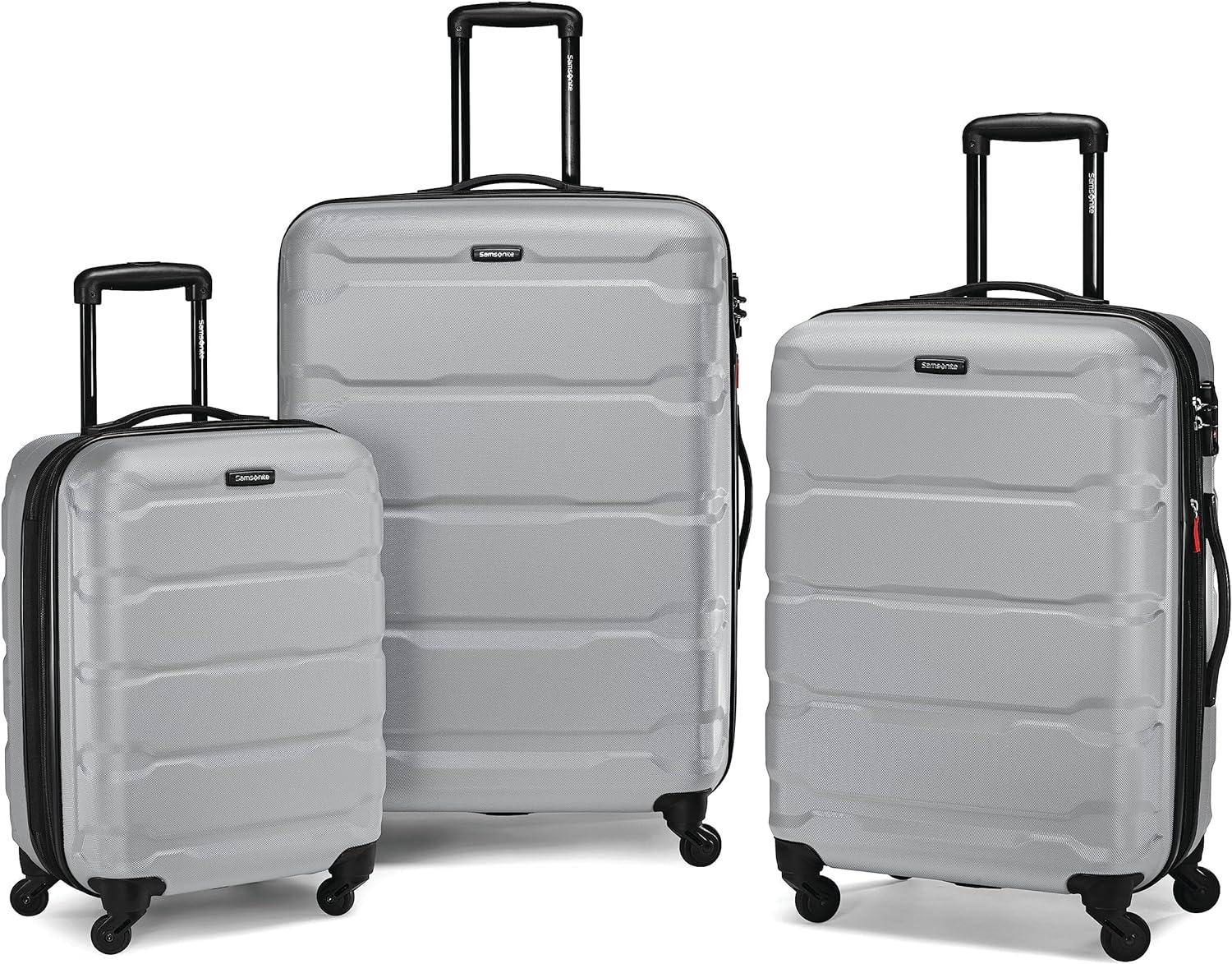 Samsonite Omni PC Hardside Expandable Luggage with Spinner Wheels, Silver, 3-Piece Set (20/24/28)