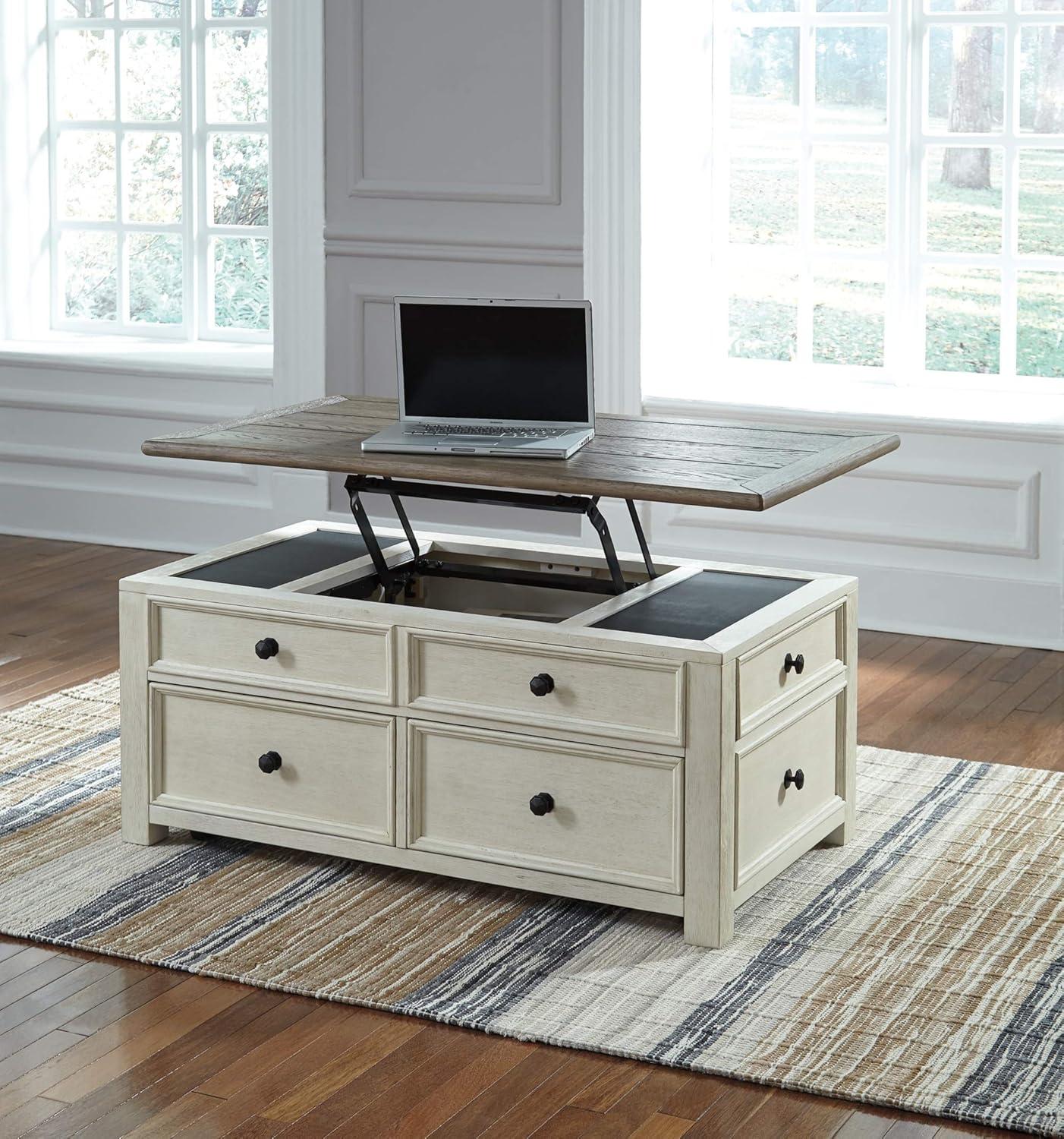 Signature Design by Ashley Bolanburg 4 Drawer Coffee Table with Lift Top, Two-tone Brown