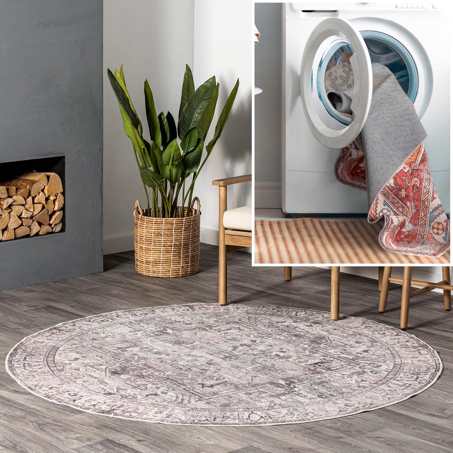 Nuloom Brielle Machine Washable VintageTransitional Medallion Indoor Area Rug for Living Room Bedroom Dining Room Kitchen