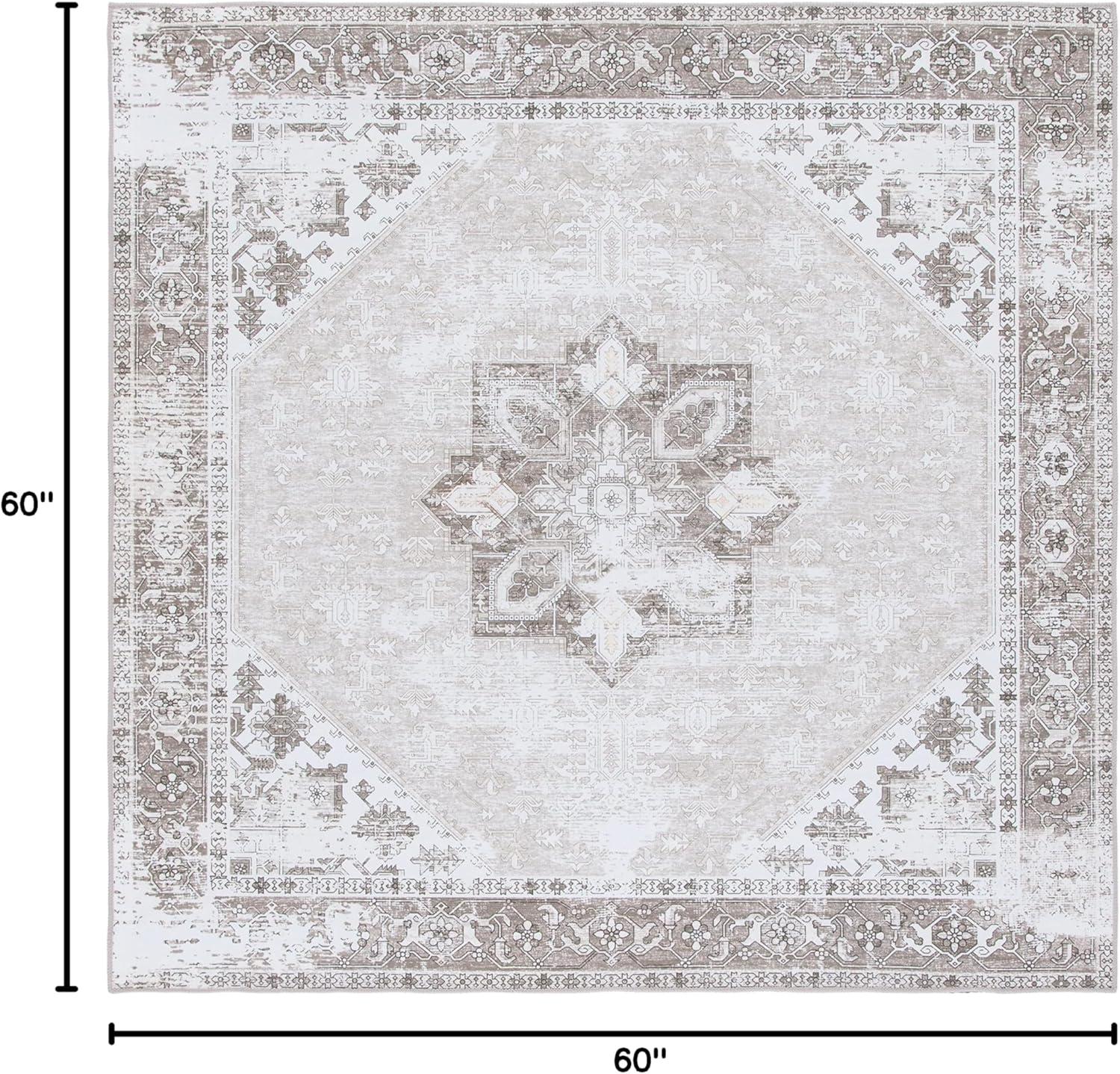 SAFAVIEH Tucson Jayla Traditional Machine Washable Area Rug, 5' x 5' Square, Sage/Ivory