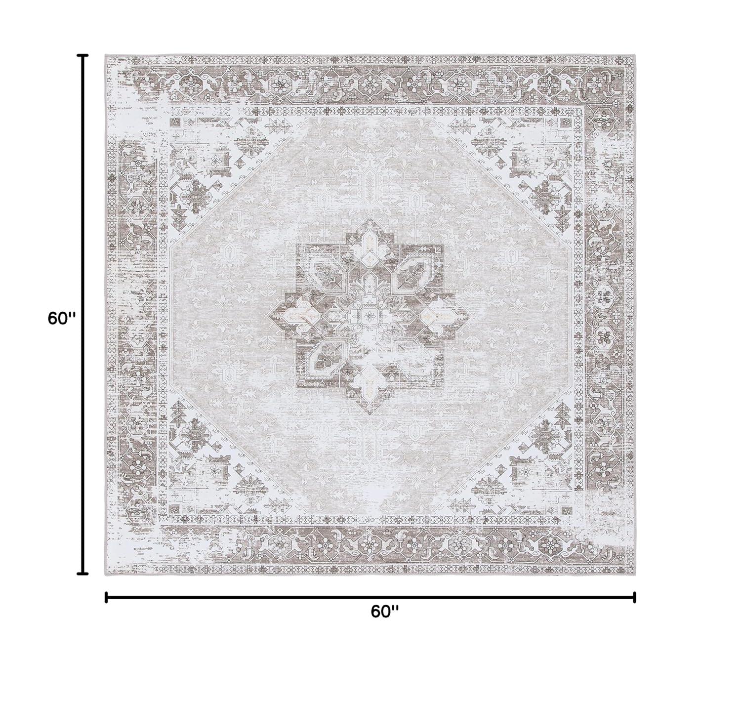 Tucson Vintage Persian TSN102 Power Loomed Machine Washable Skid-Resistant Indoor Area Rug - Sage/Ivory - 5'x5' - Safavieh