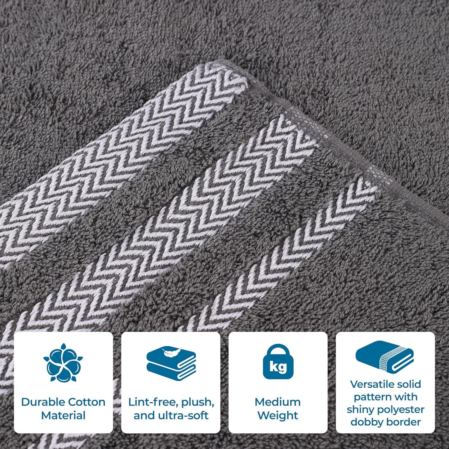 Superior Hays Cotton Face Towel Washcloth Set of 12, Gray