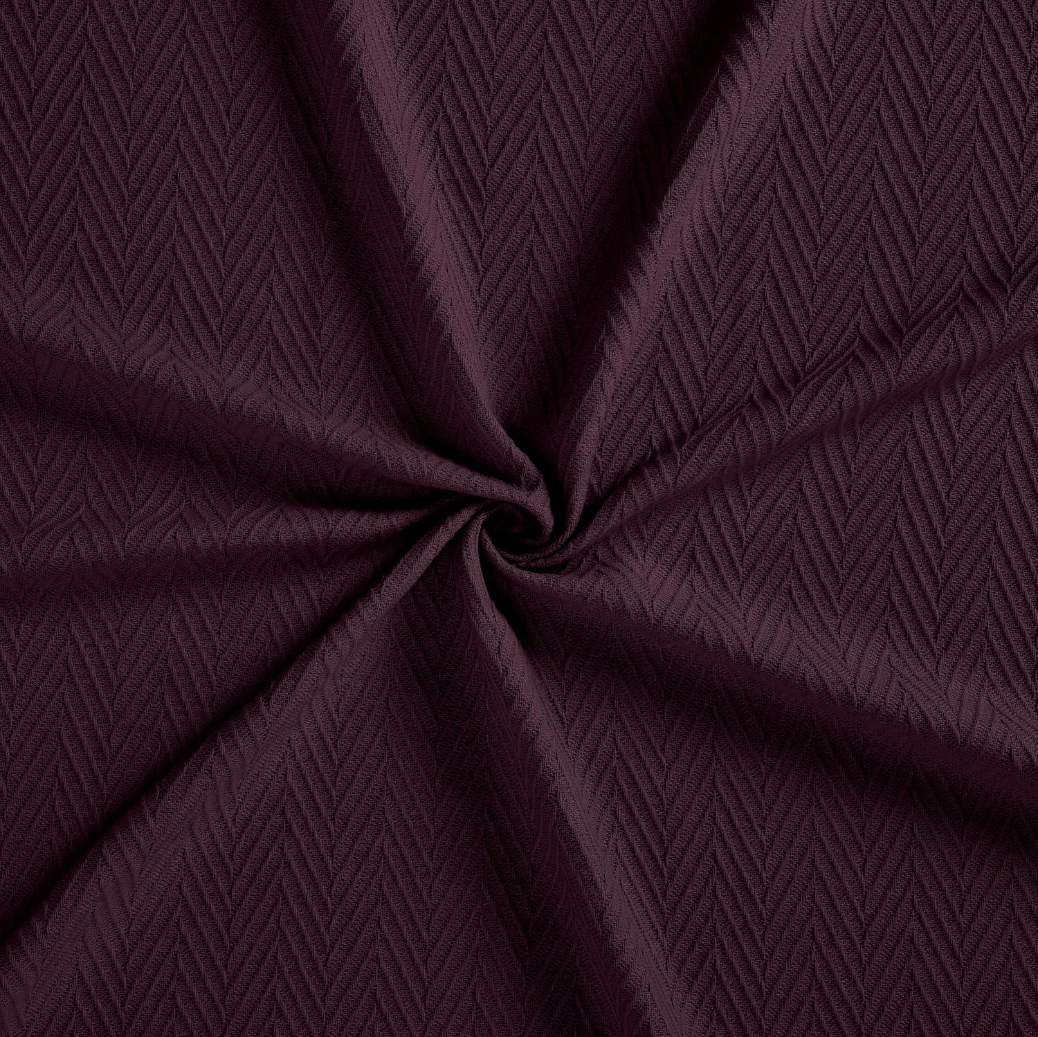 Superior Dobbyweave Knit Cotton Blanket, All Season Breathable Bed Blanket, Twin 66" x 90", Plum