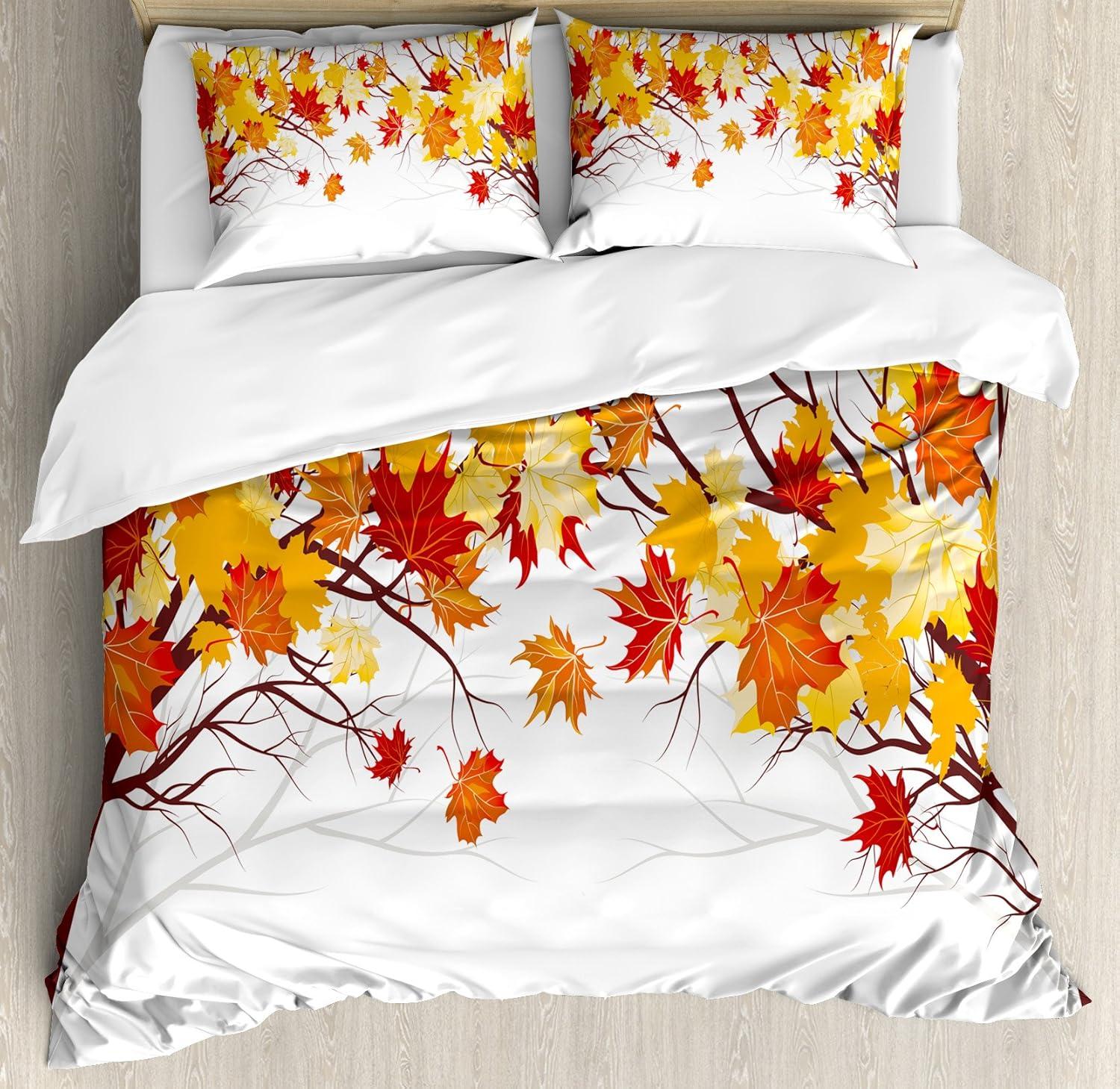 Fall Modern & Contemporary Floral Duvet Cover Set