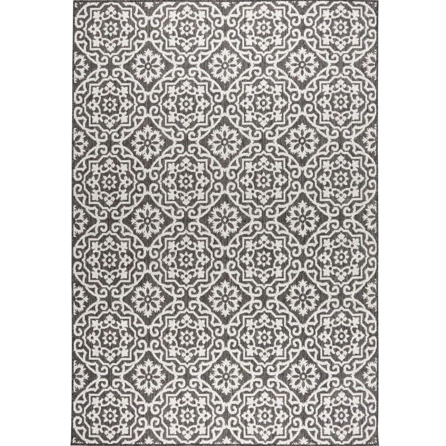 Nicole Miller New York Patio Country Danica Geometric Indoor/Outdoor Area Rug, Black/Grey